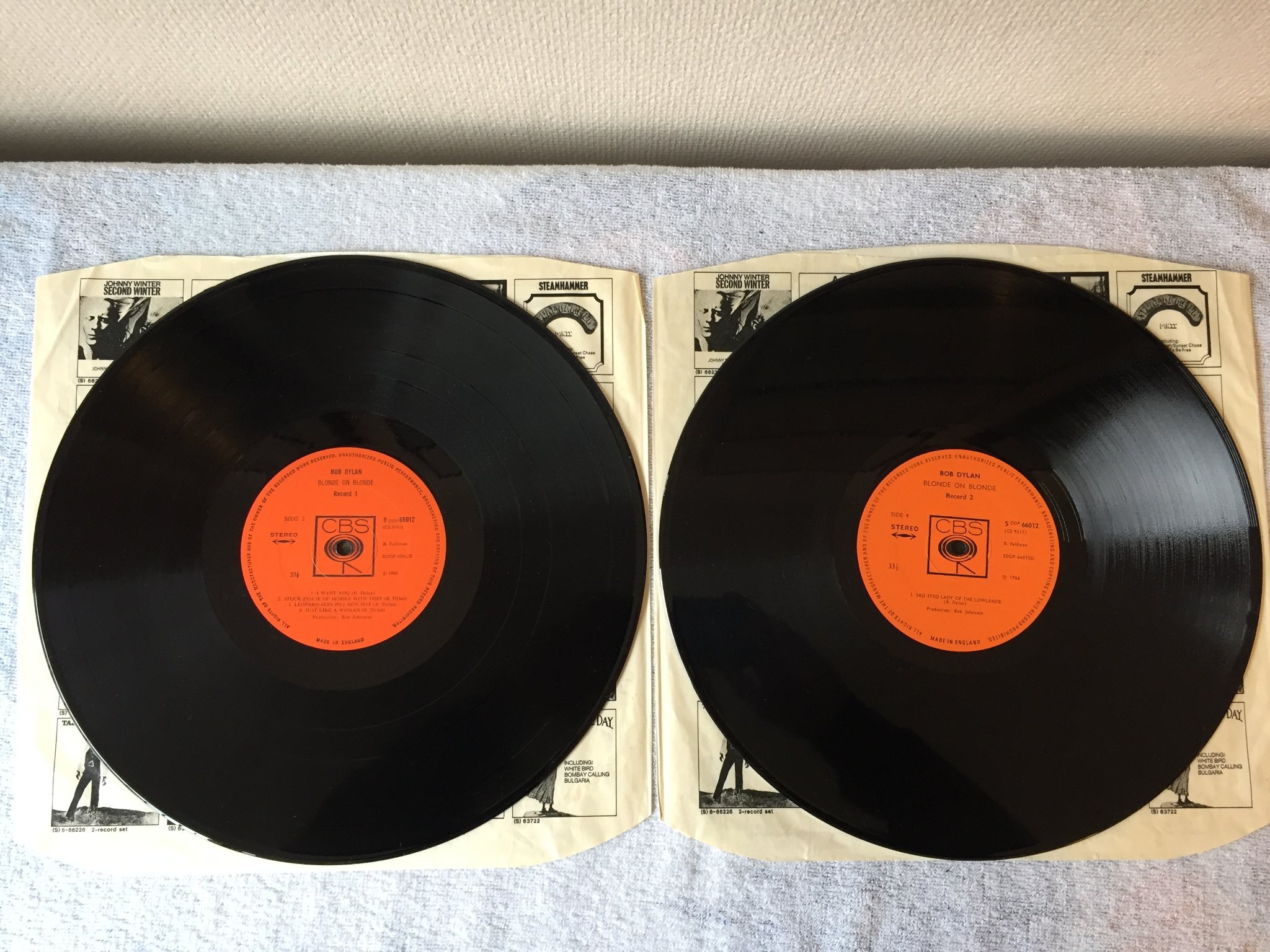 Omslagsbild för skivan BOB DYLAN blonde on blonde 2xLP -66/67 UK CBS SDDP 66012 rare