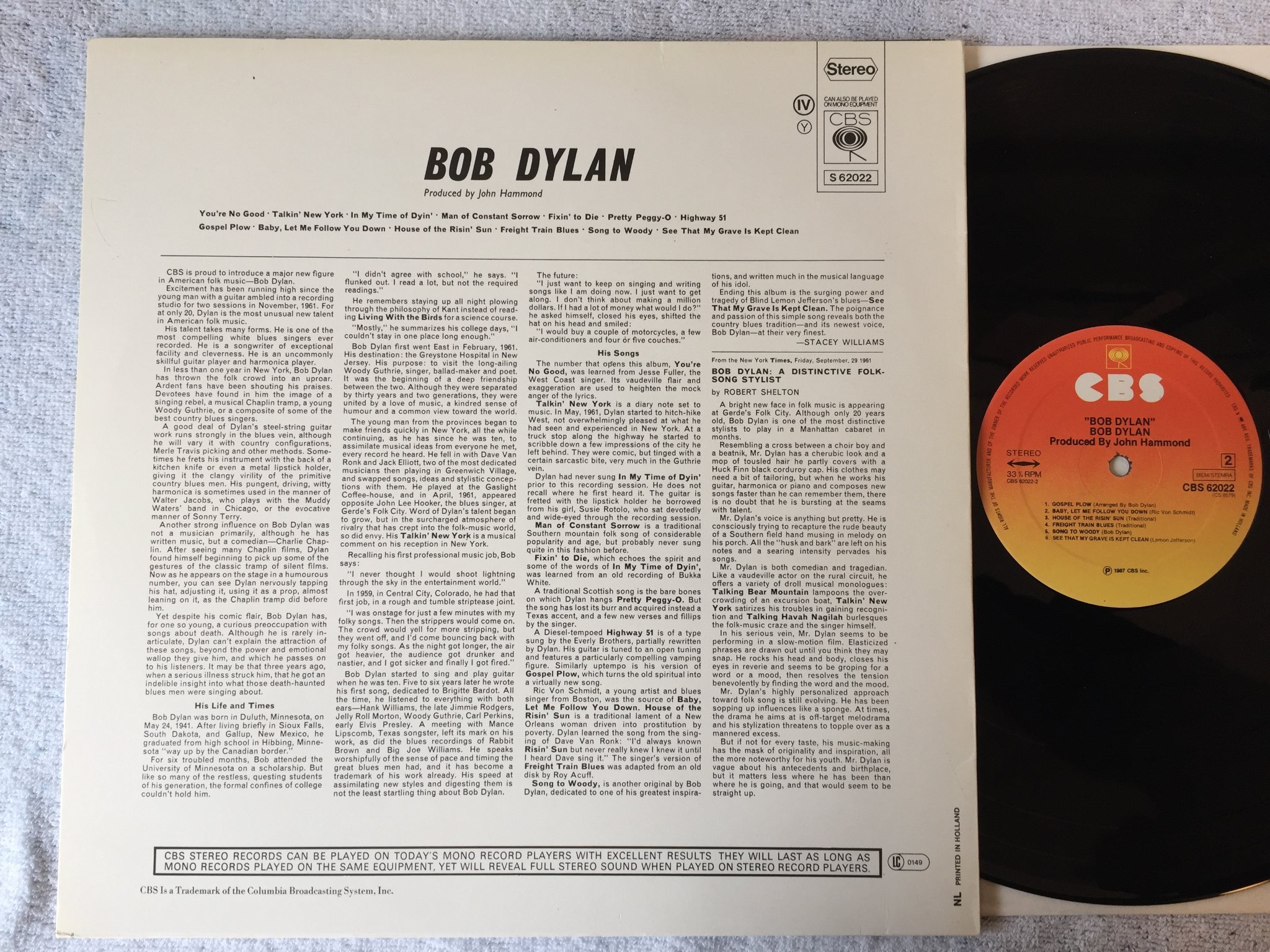 Omslagsbild för skivan BOB DYLAN s/t LP Hol CBS 62022