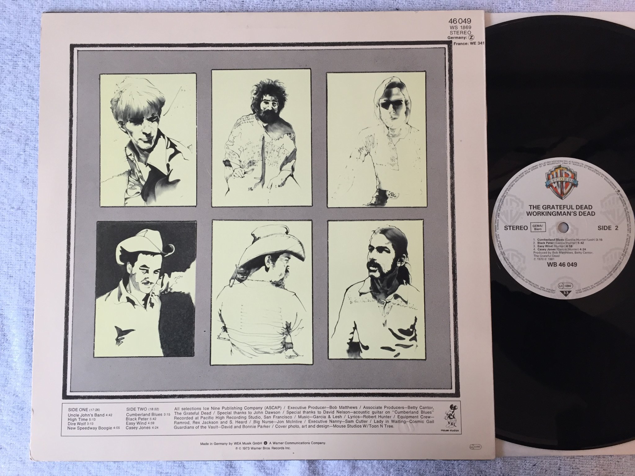 Omslagsbild för skivan THE GRATEFUL DEAD workingman’s dead LP -70/81 WARNER BROS WB 46049