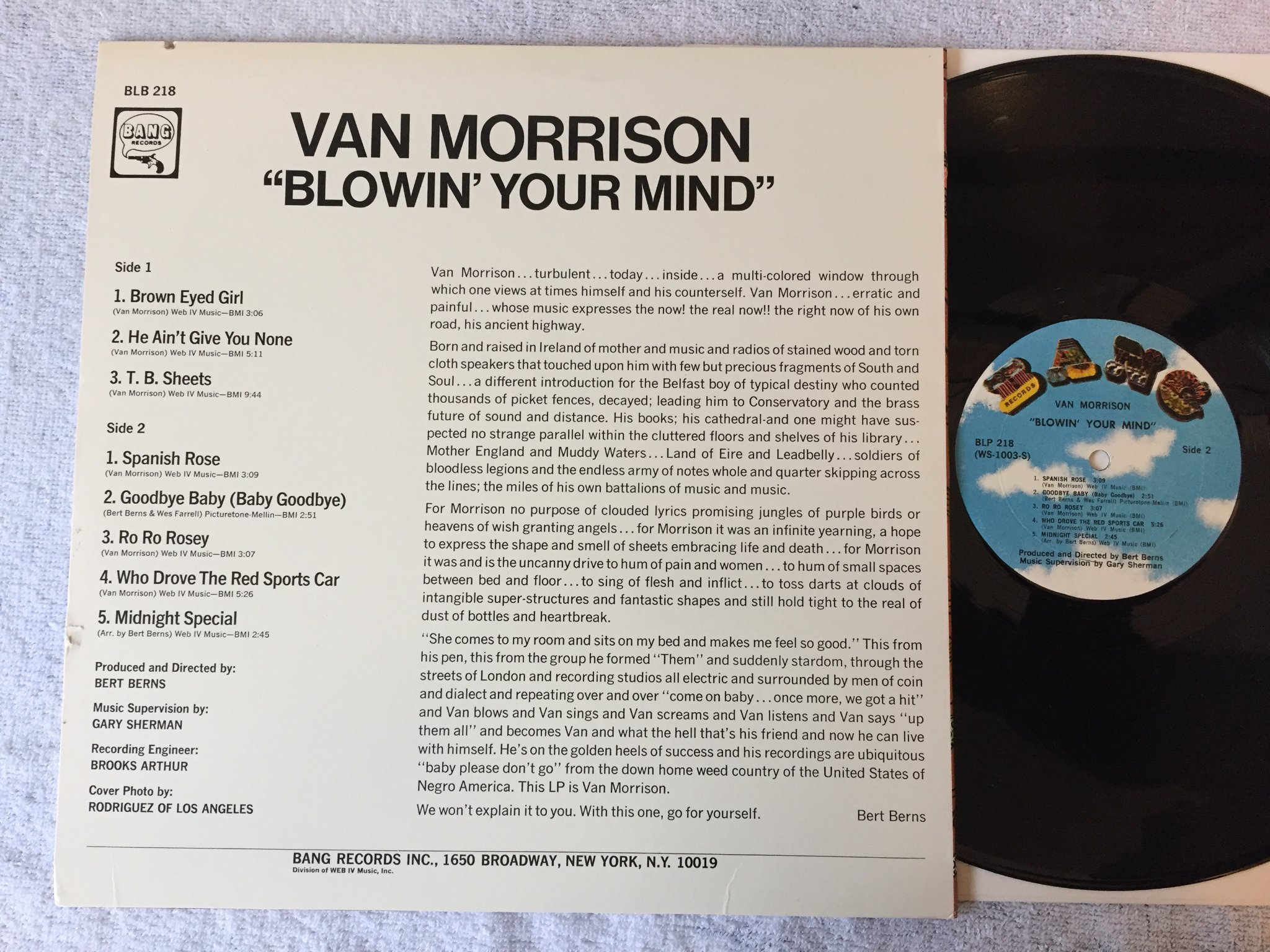 Omslagsbild för skivan VAN MORRISON blowing’ your mind LP US BANG BLP 218
