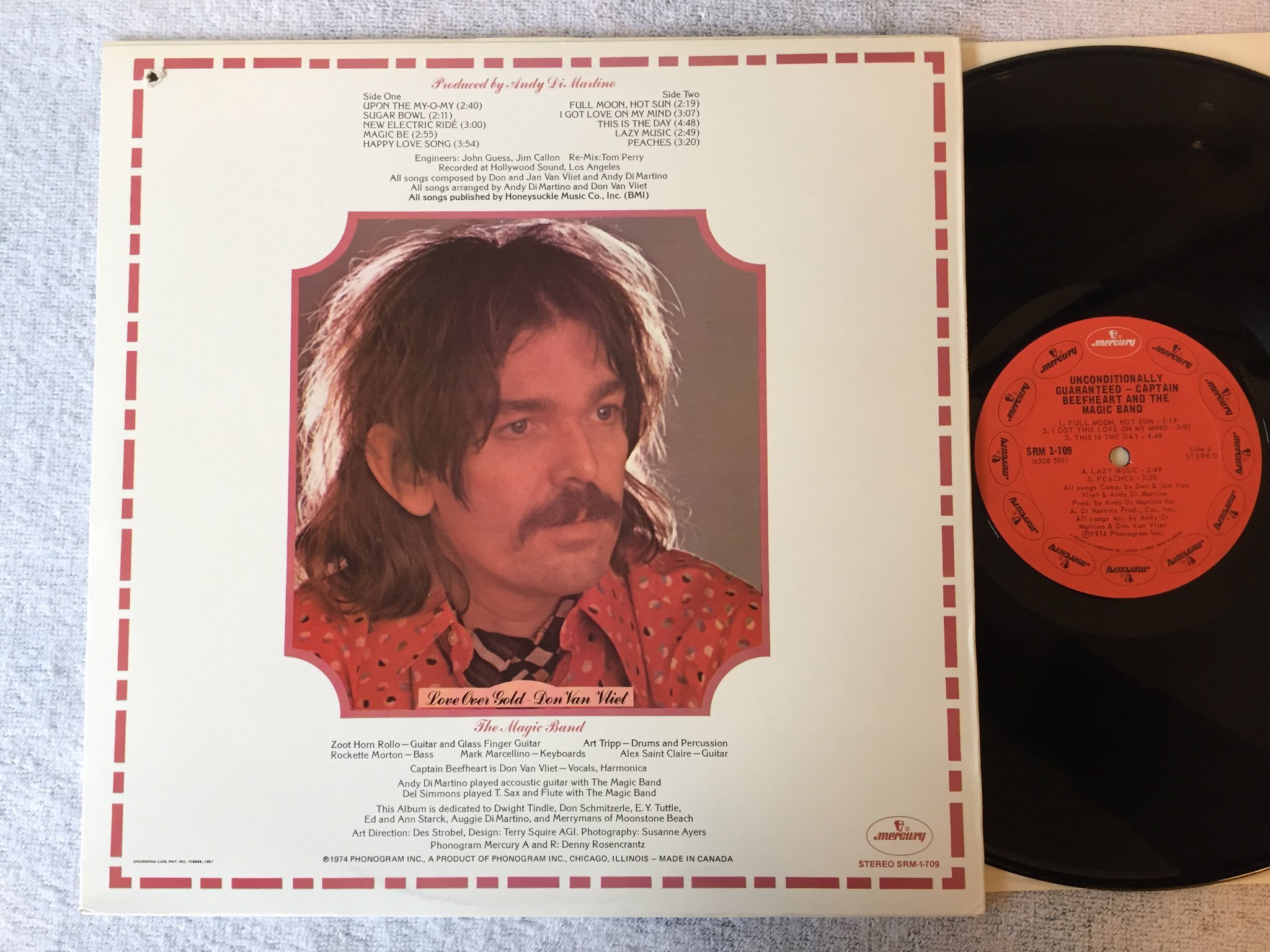 Omslagsbild för skivan CAPTAIN BEEFHEART AND HIS MAGICAL BAND unconditionally guaranteed LP -74 US MERC