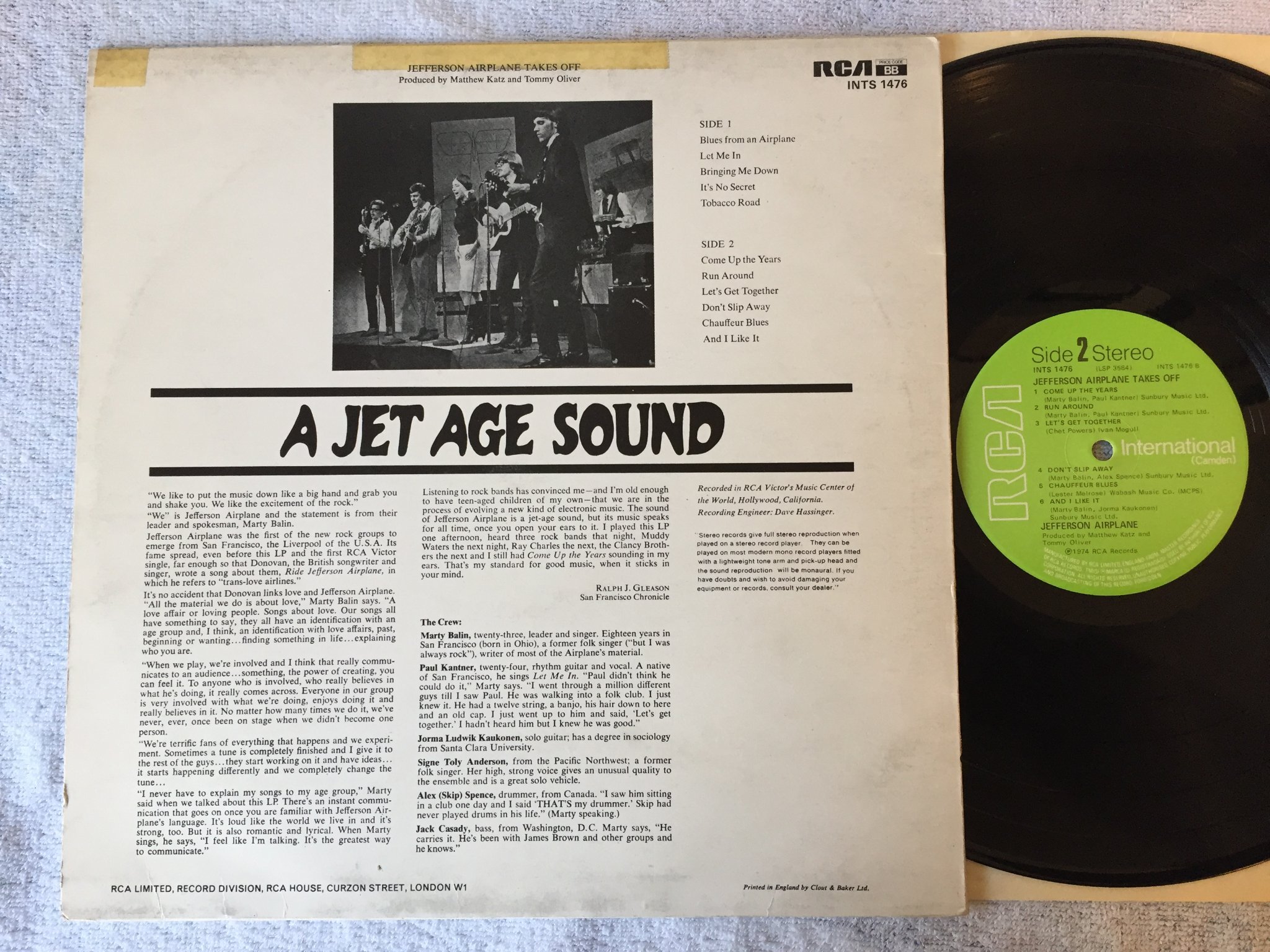 Omslagsbild för skivan JEFFERSON AIRPLANE takes off LP UK RCA INTS 1476