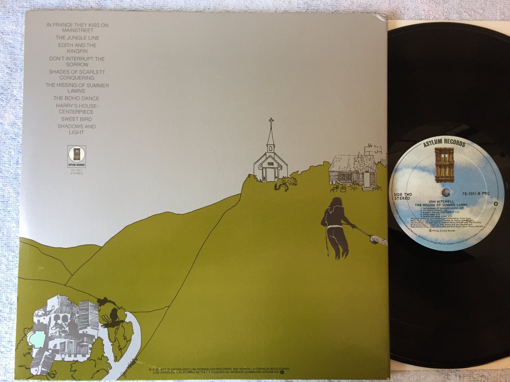 Omslagsbild för skivan JONI MITCHELL the hissing of summer lawns LP -75 US ASYLUM 7E 1051 B PRC