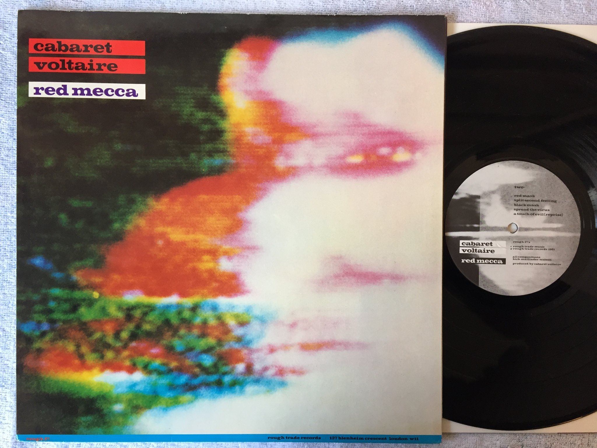 Omslagsbild för skivan CABARET VOLTAIRE red Mecca LP -81 UK ROUGH TRADE ROUGH 27