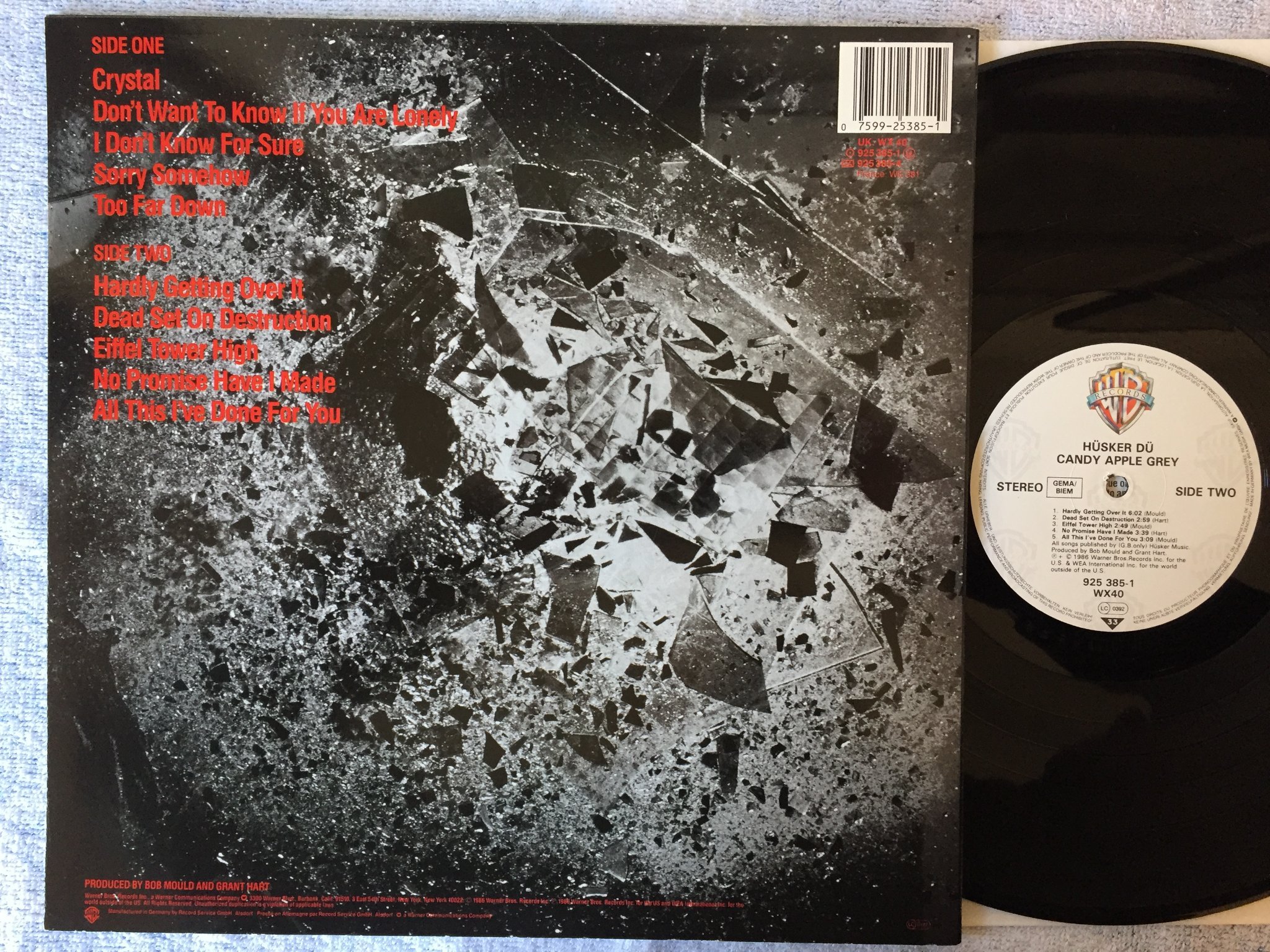 Omslagsbild för skivan HÜSKER DÜ candy apple grey LP -86 WARNER 925 385-1