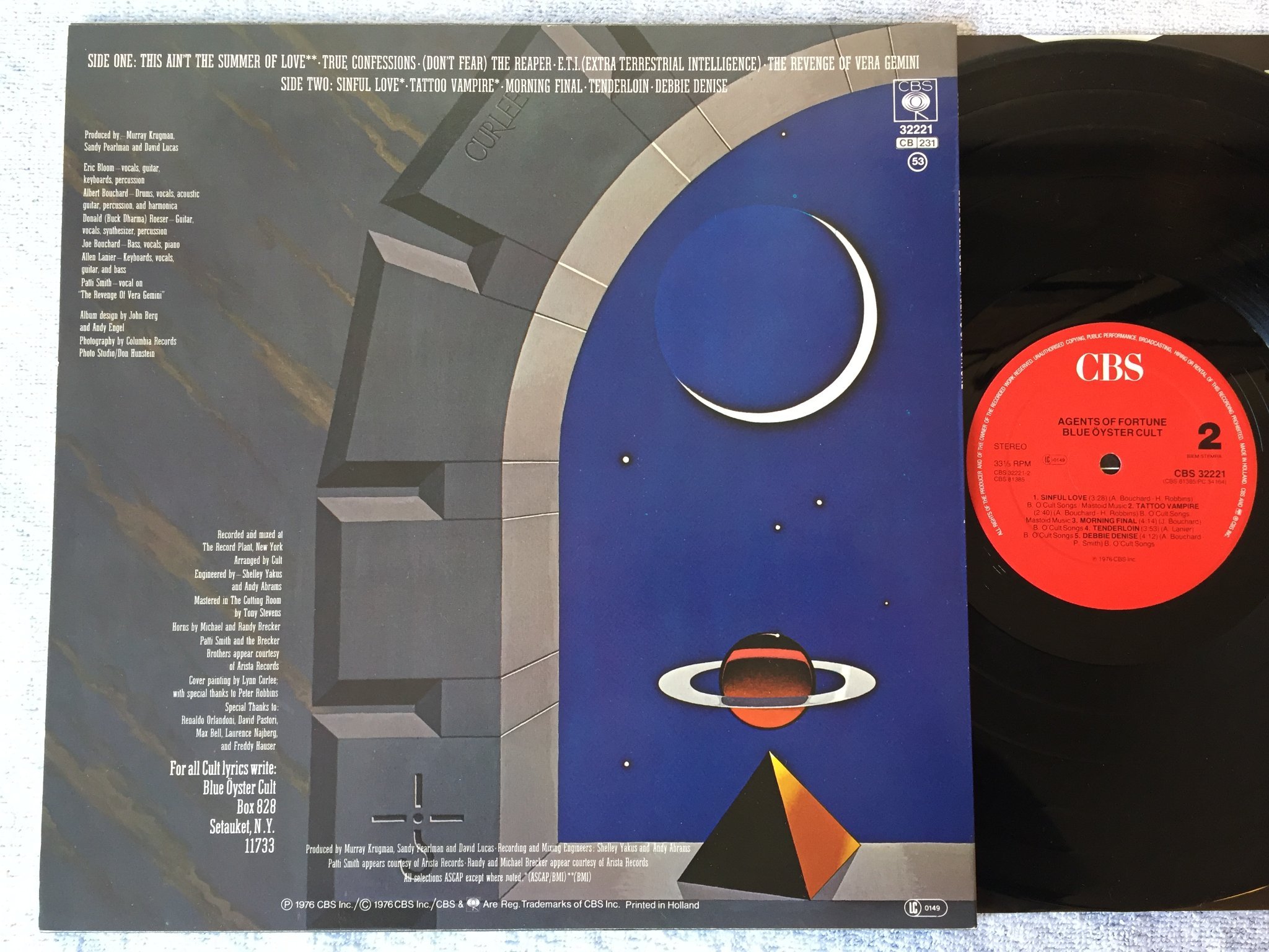 Omslagsbild för skivan BLUE OYSTER CULT agents of fortune LP CBS 32221