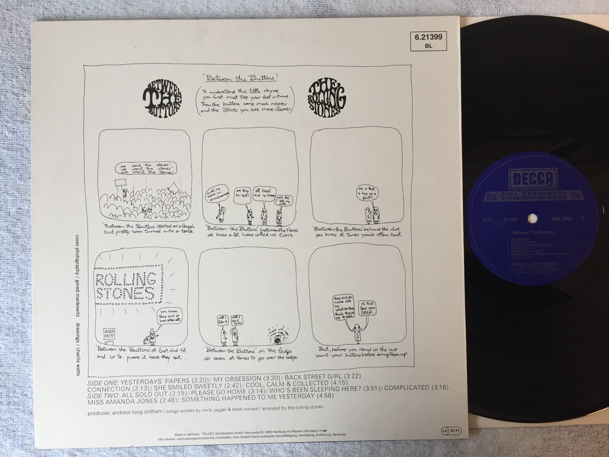 Omslagsbild för skivan THE ROLLING STONES between the buttons LP Swe DECCA SKL 4852