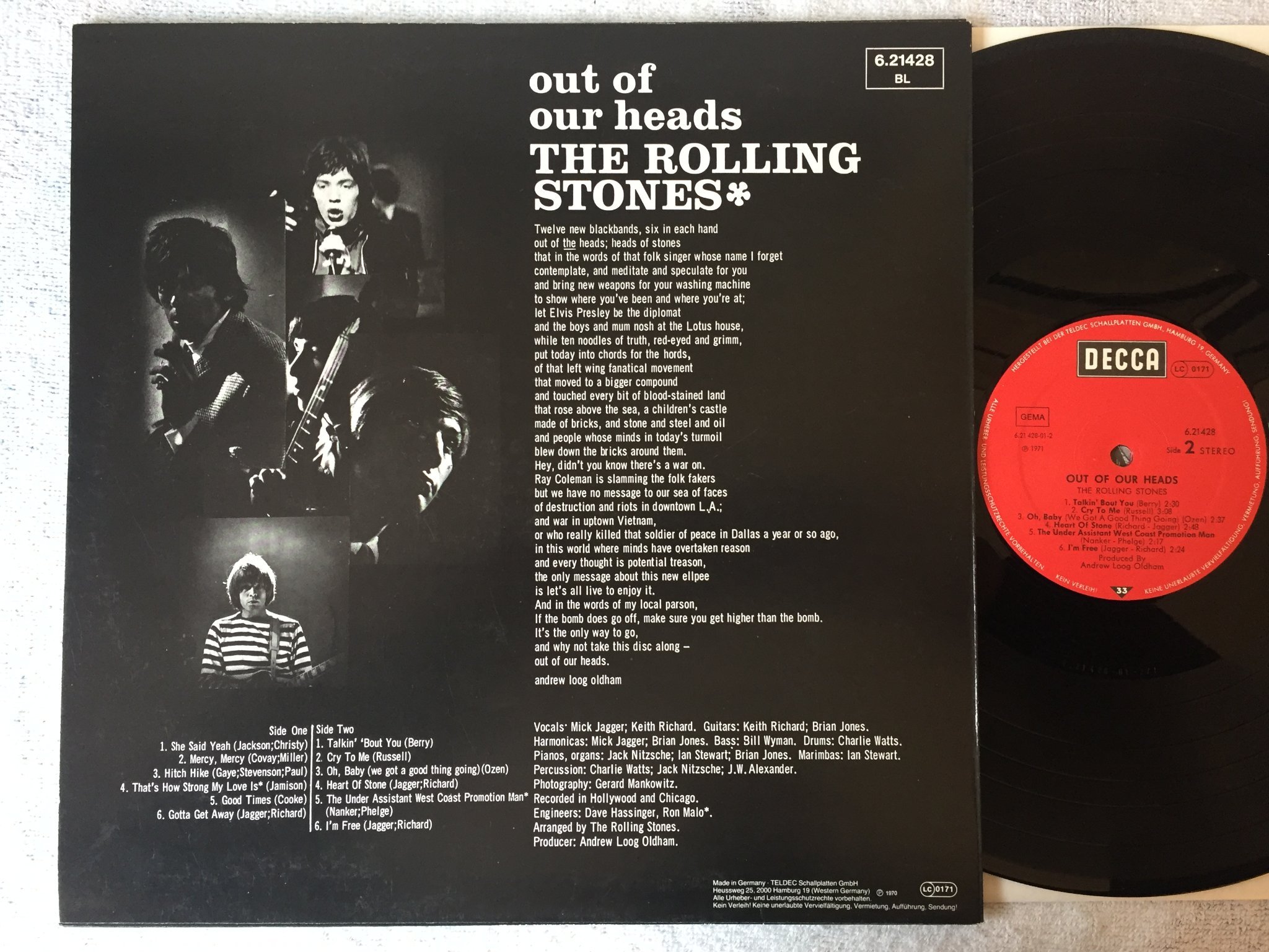 Omslagsbild för skivan THE ROLLING STONES out of our heads  LP Ger DECCA 621428