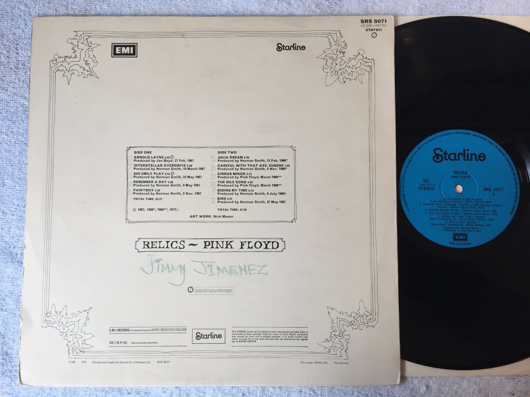 Omslagsbild för skivan PINK FLOYD relics LP UK STARLINE SRS 5071