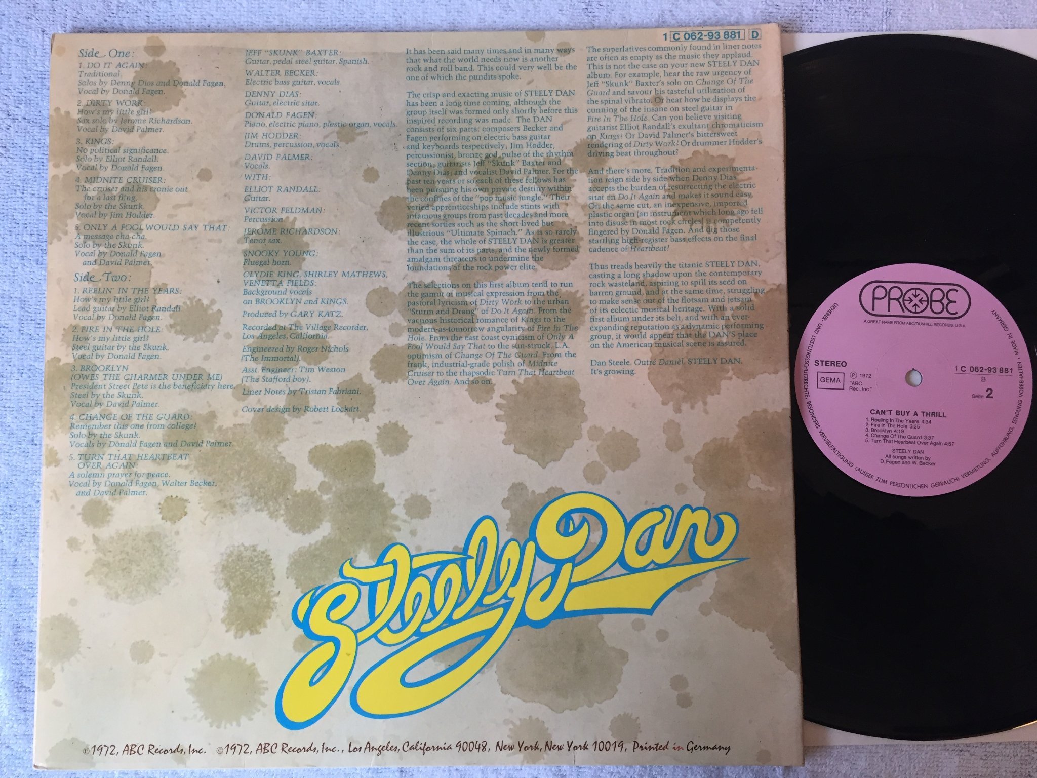 Omslagsbild för skivan STEELY DAN can’t buy a thrill LP PROBE 1C 062-93881