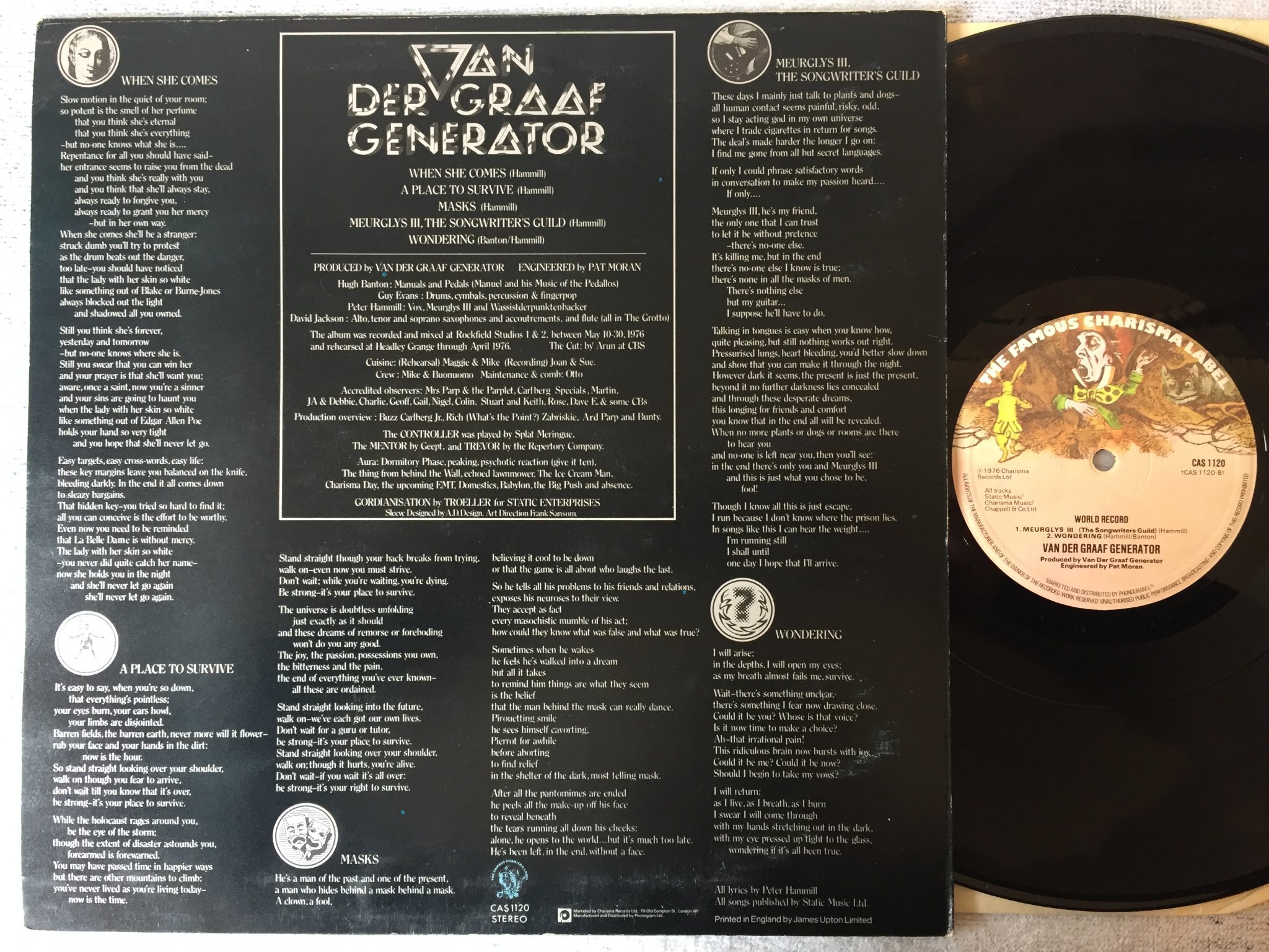 Omslagsbild för skivan VAN DER GRAAF GENERATOR world record LP UK CHARISMA CAS 1120