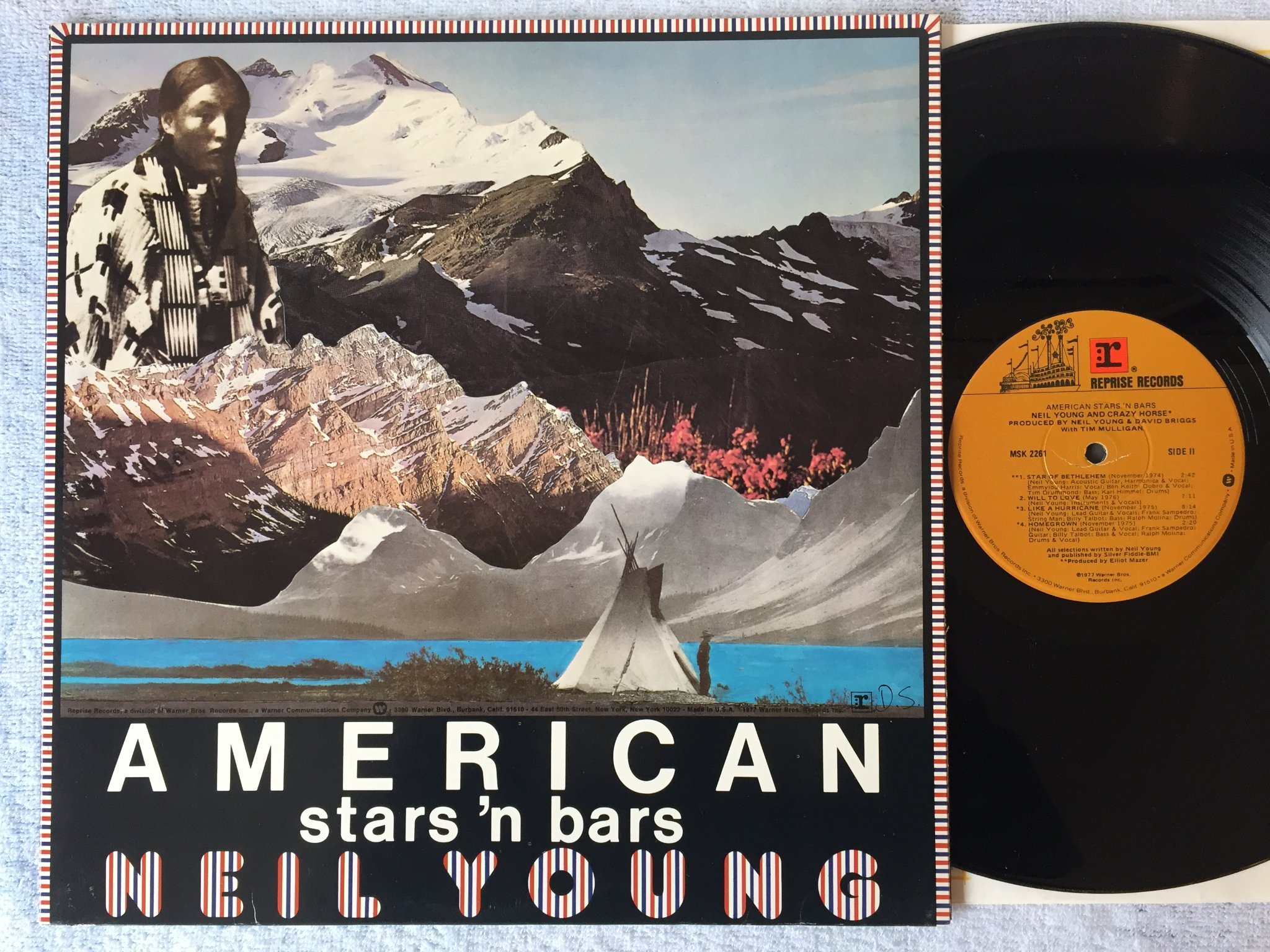 Omslagsbild för skivan NEIL YOUNG & CRAZY HORSE American stars n’ bars LP -77 US REPRISE MSK 2261
