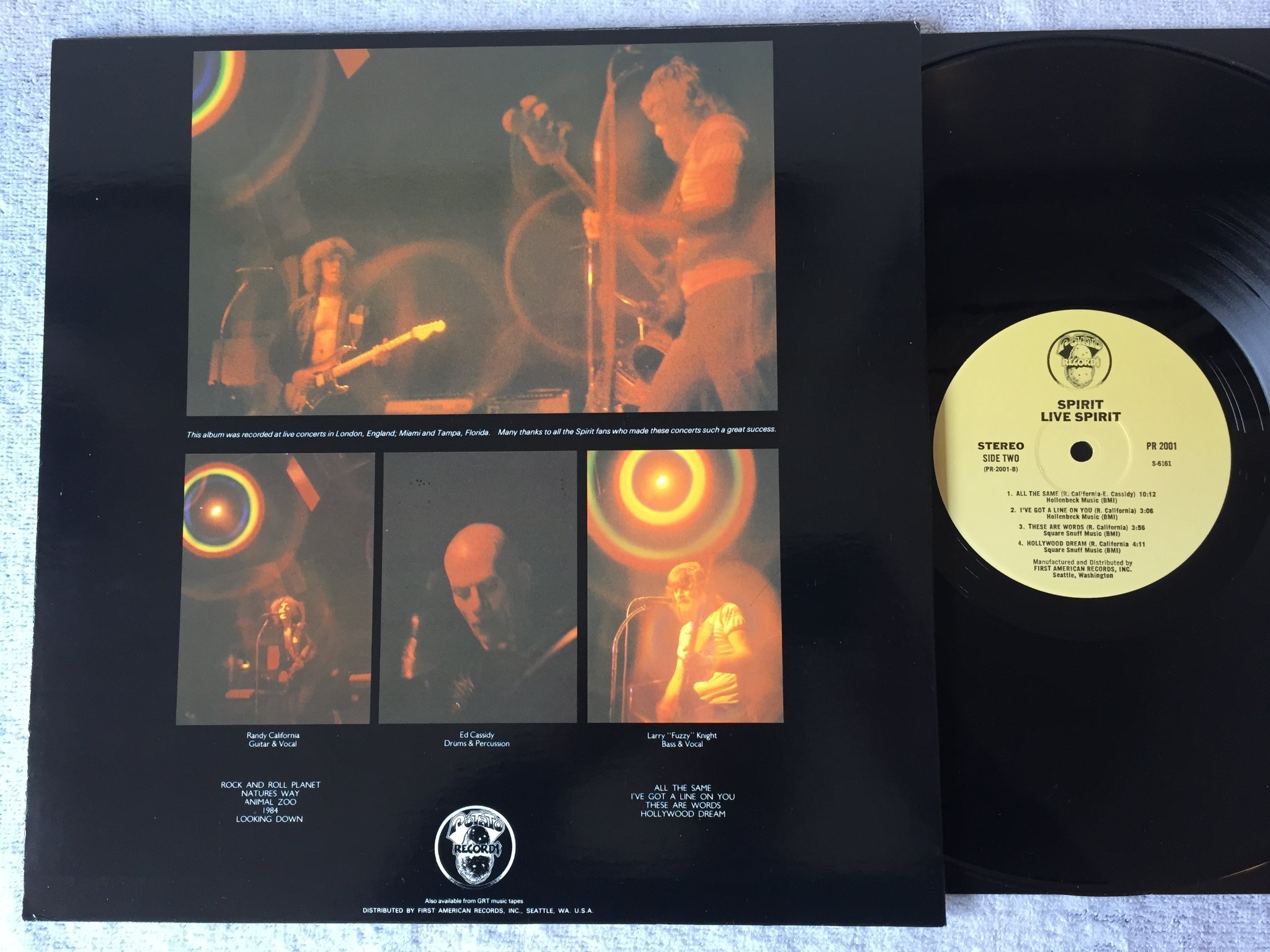 Omslagsbild för skivan SPIRIT live spirit LP US POTATO RECORDS PR 2001
