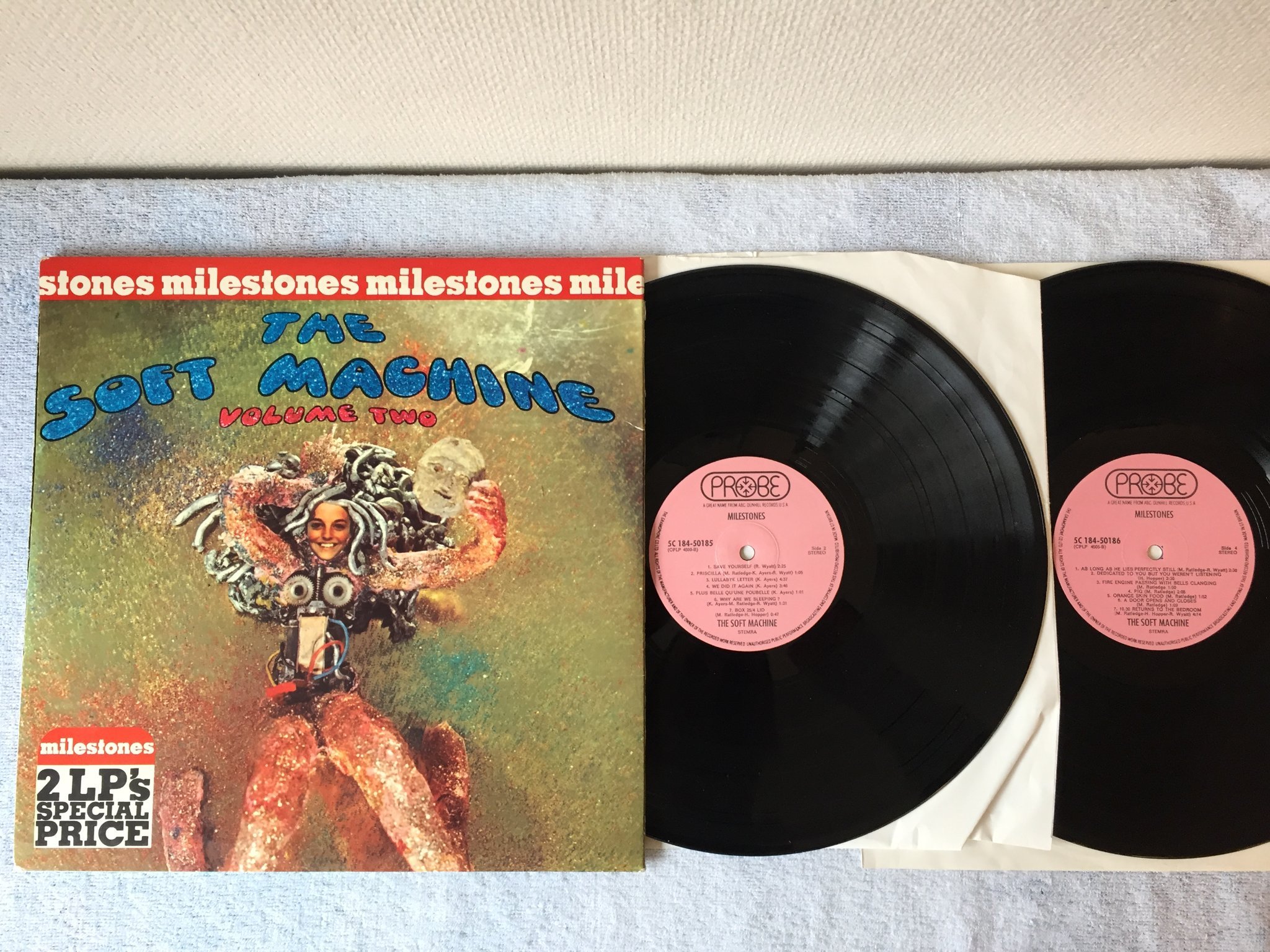 Omslagsbild för skivan SOFT MACHINE milestones 2xLP Hol PROBE 5C 184-50186