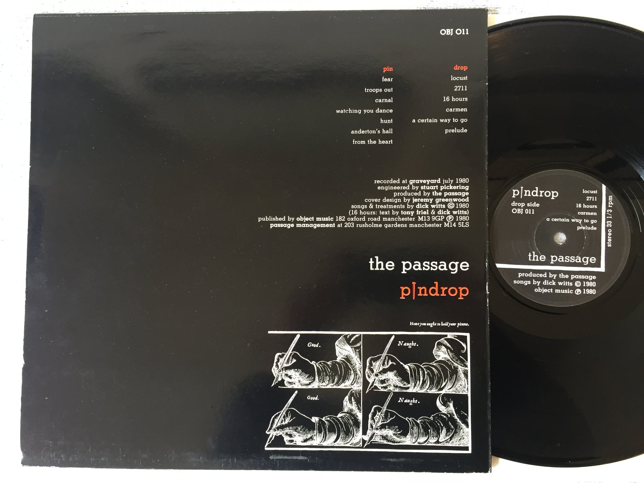 Omslagsbild för skivan THE PASSAGE Pindrop LP -80 UK OBJECT MUSIC OBJ 011 
