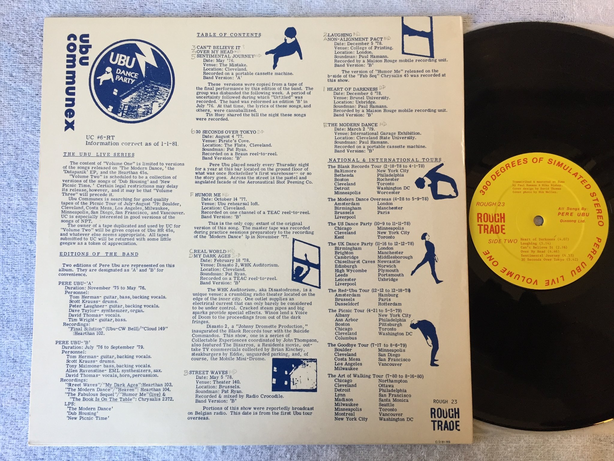 Omslagsbild för skivan PERE UBU 390 Degrees Of Simulated Stereo LP -81 UK ROUGH TRADE ROUGH 23