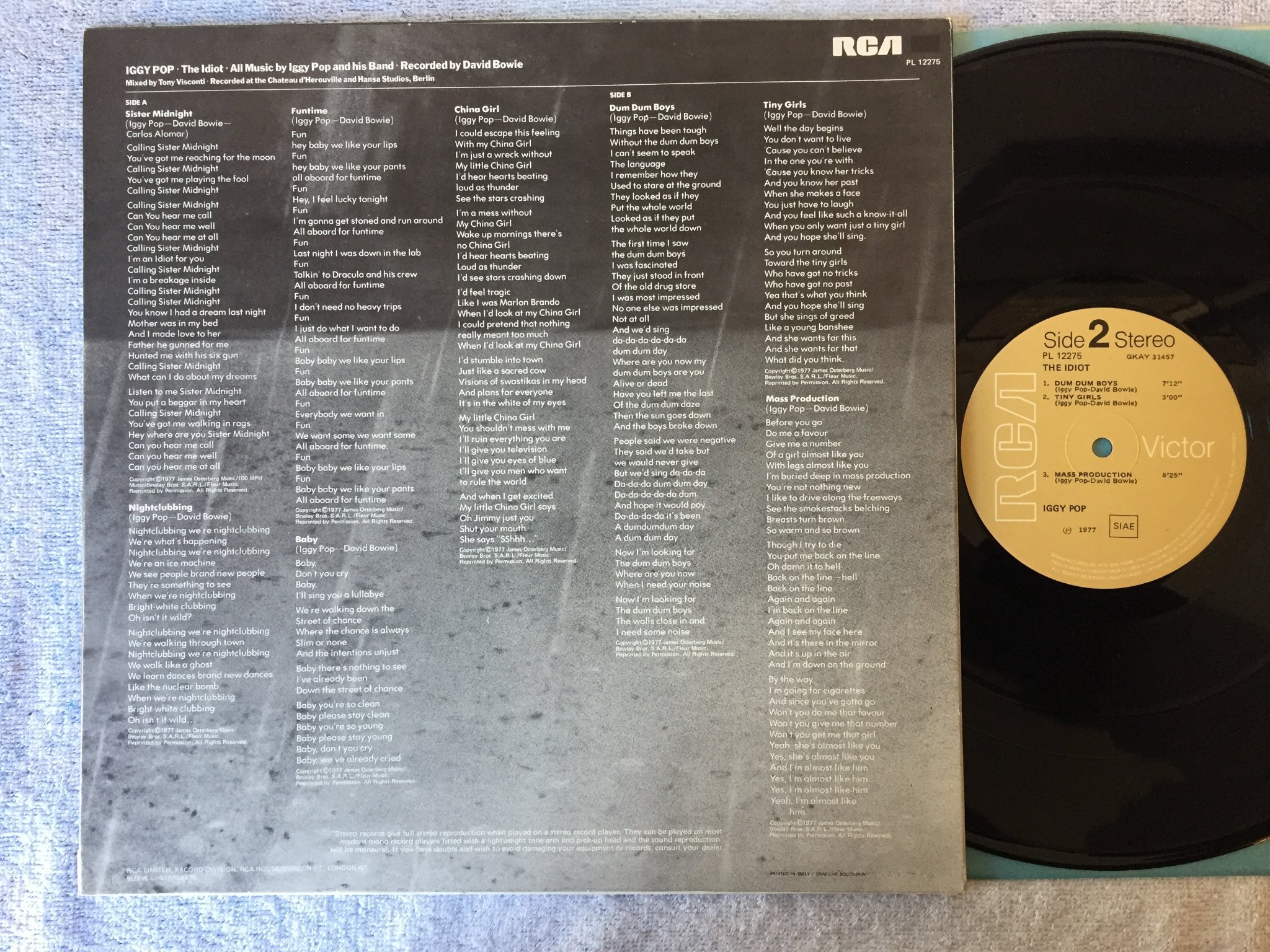 Omslagsbild för skivan IGGY POP idiot LP -77 Ita RCA PL 12275