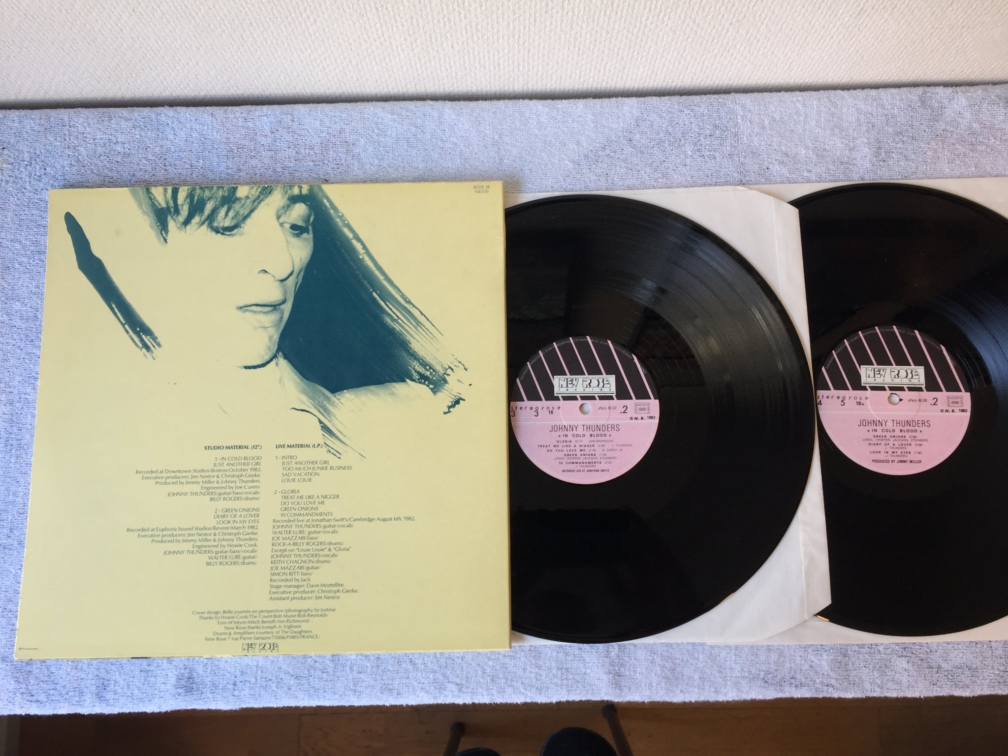 Omslagsbild för skivan JOHNNY THUNDERS in cold blood 2xLP -83 Fra NEW ROSE 89709