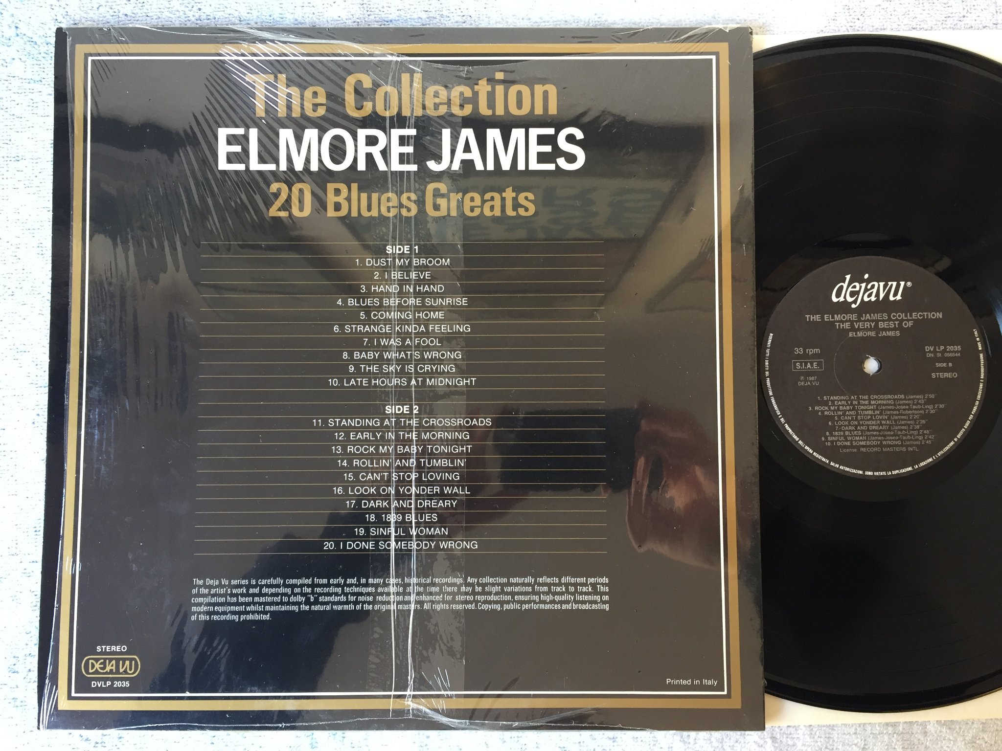 Omslagsbild för skivan ELMORE JAMES the very best of LP -87 Ita DEJAVU DV LP 2035