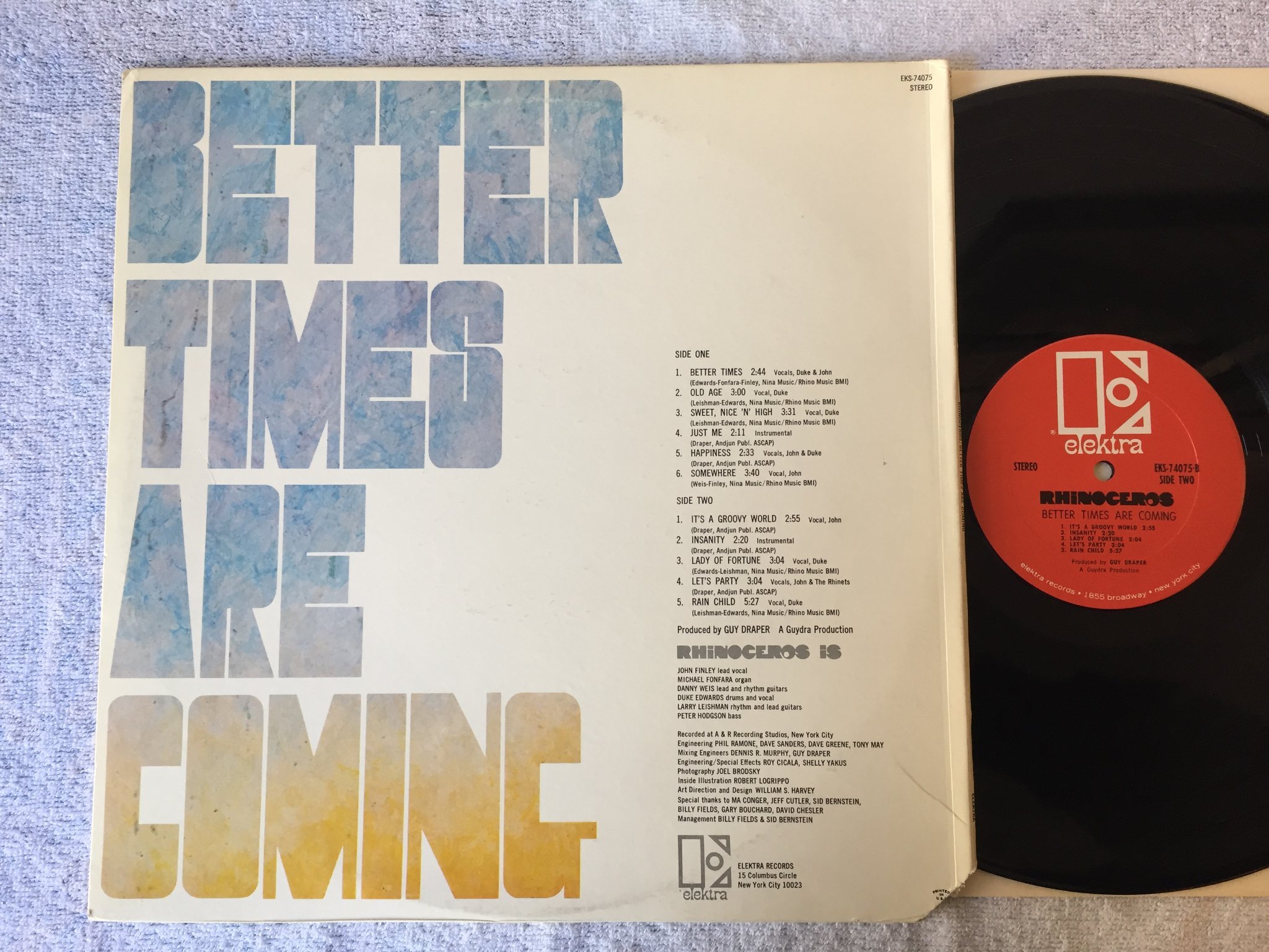 Omslagsbild för skivan RHINOCEROS better times are coming LP -70 US ELEKTRA EKS 74075