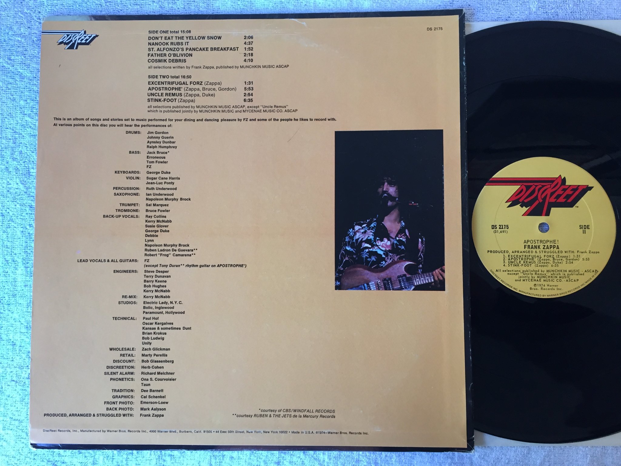 Omslagsbild för skivan FRANK ZAPPA apostrophe! LP US DISCREET DS 2175