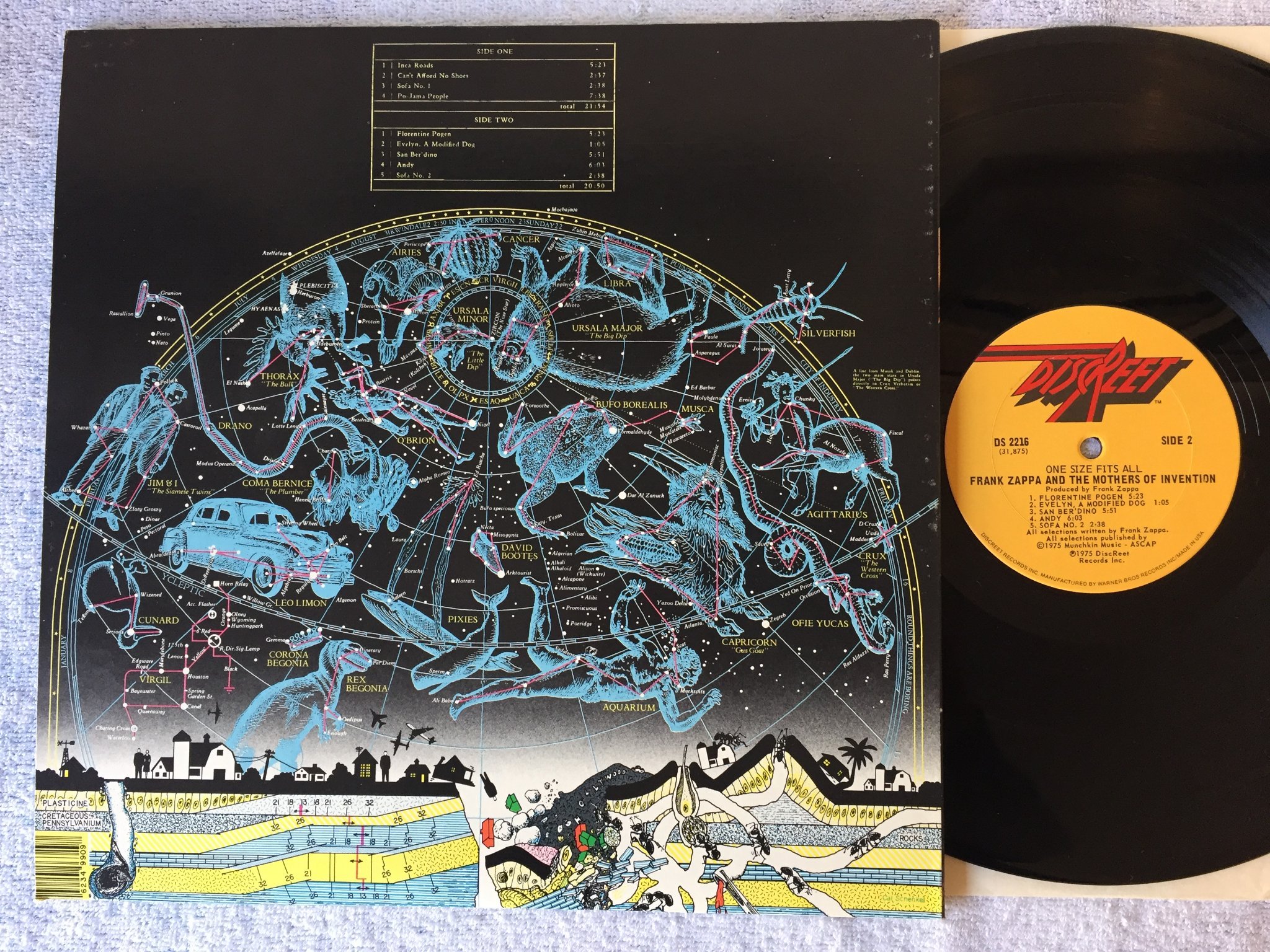 Omslagsbild för skivan FRANK ZAPPA one size fits all LP US DISCREET DS 2216