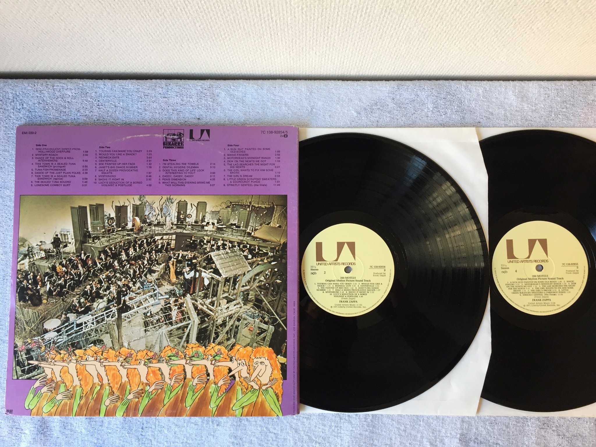 Omslagsbild för skivan FRANK ZAPPA 200 motels LP UNITED ARTISTS 7C 168-92854 soundtrack