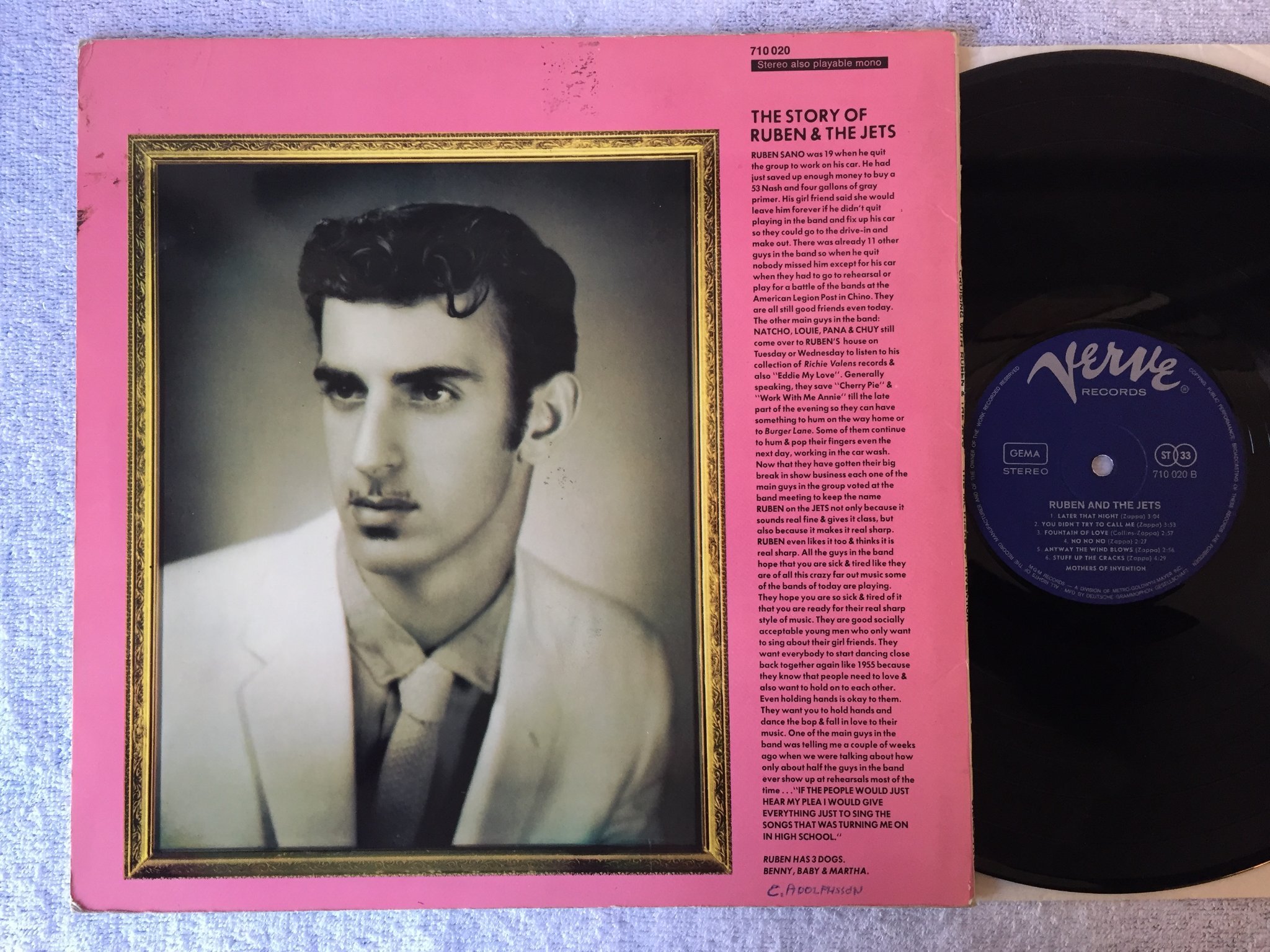 Omslagsbild för skivan RUBEN AND THE JETS s/t LP Ger VERVE 710020 The Mothers of Invention