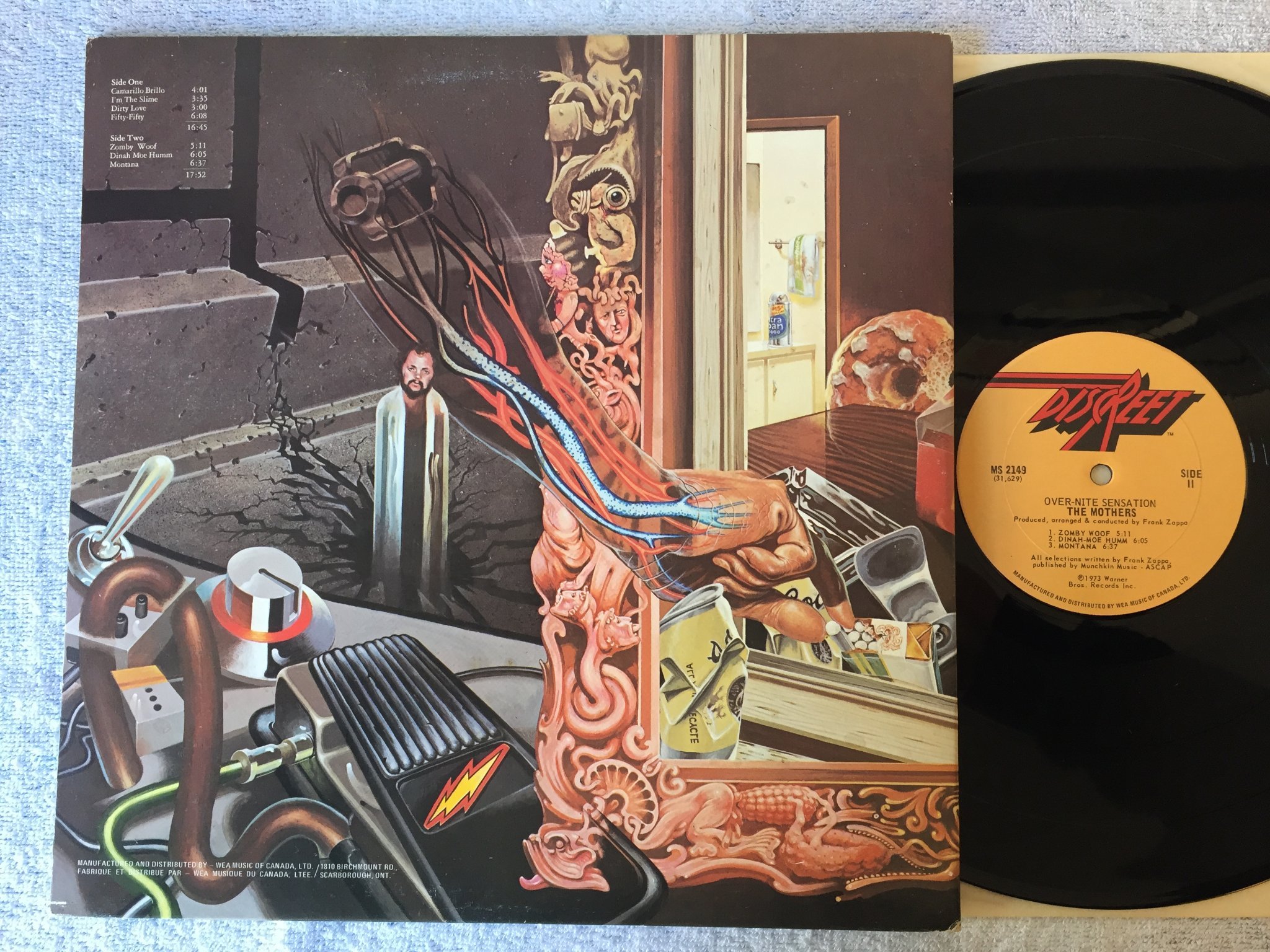 Omslagsbild för skivan THE MOTHERS over-nite sensation LP  US DISCREET MS 2149