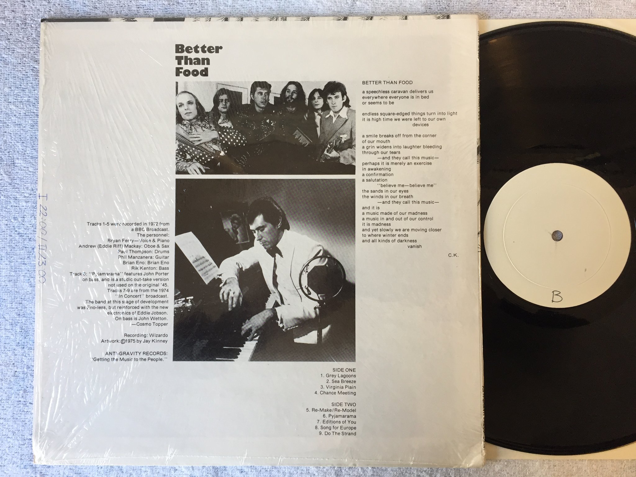 Omslagsbild för skivan ROXY MUSIC better than food LP 