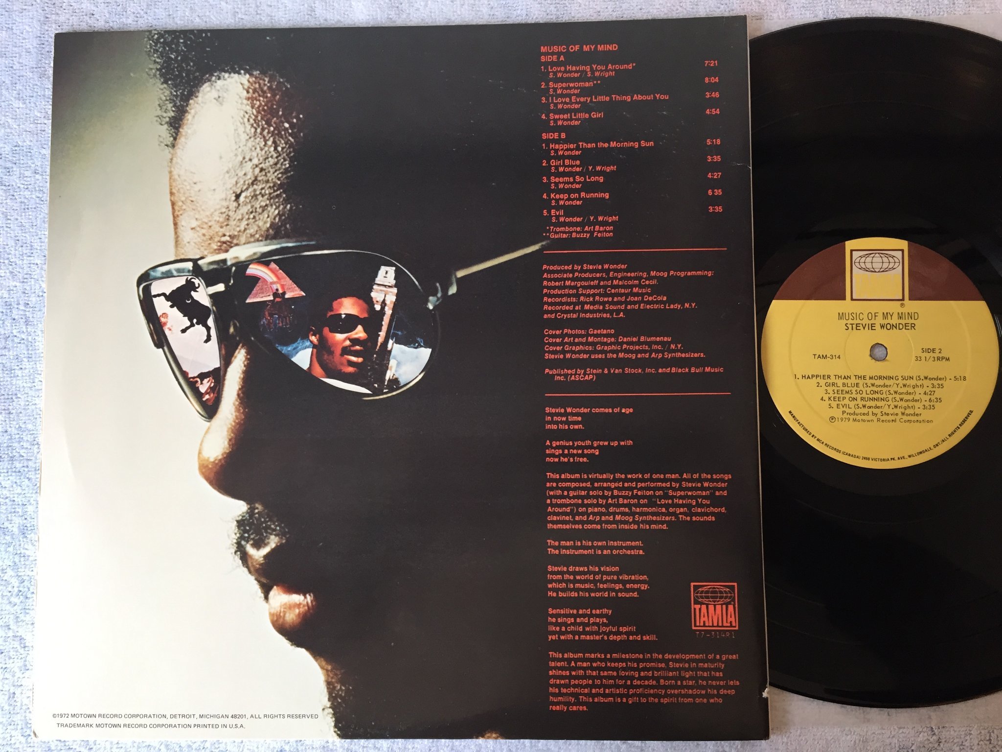 Omslagsbild för skivan STEVIE WONDER music of my mind LP -72/79 US MOTOWN TAM-314?