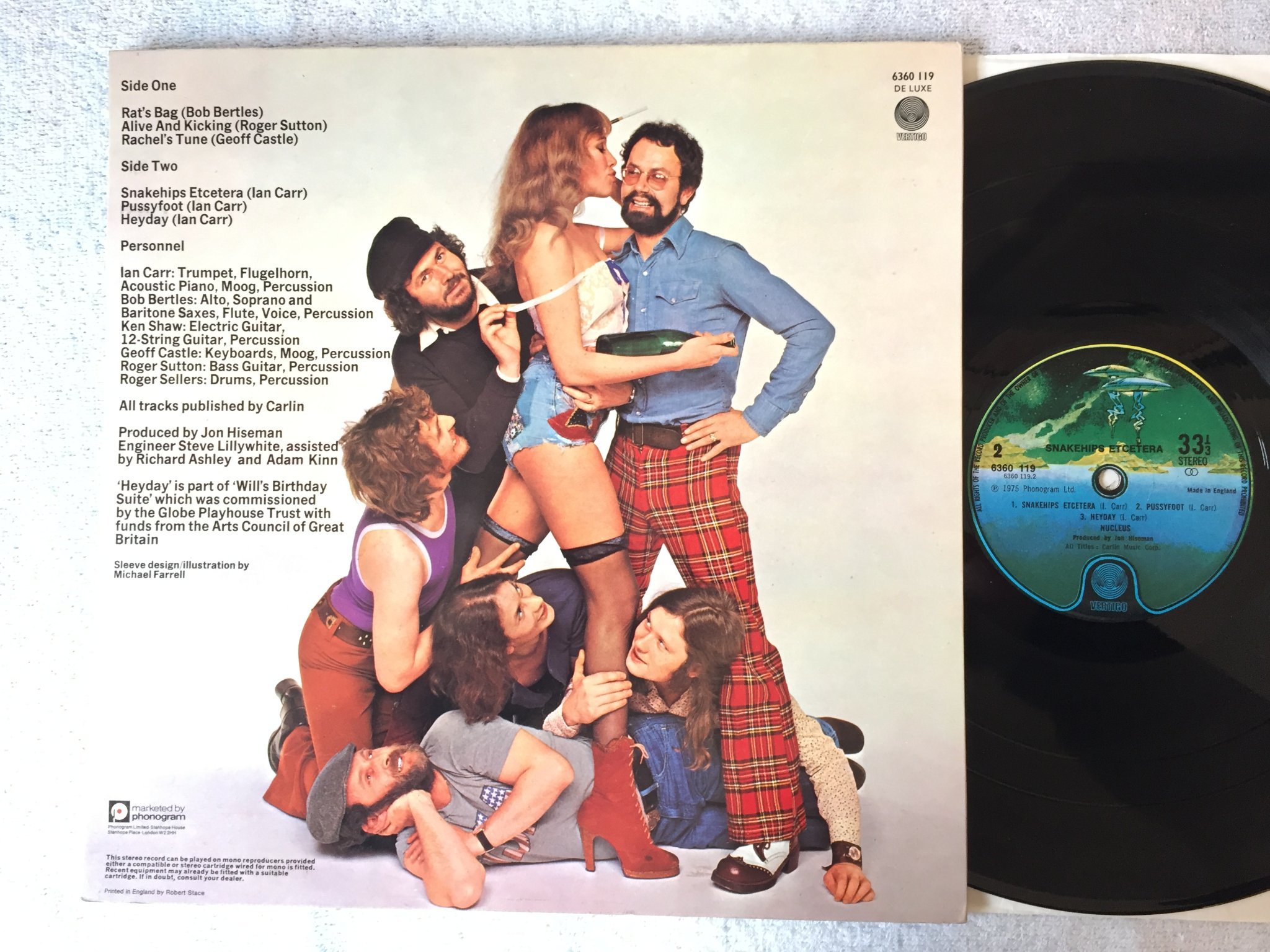 Omslagsbild för skivan NUCLEUS snakehips etcetera LP -75 UK VERTIGO spaceship 6360119 funky fusion ! ! 