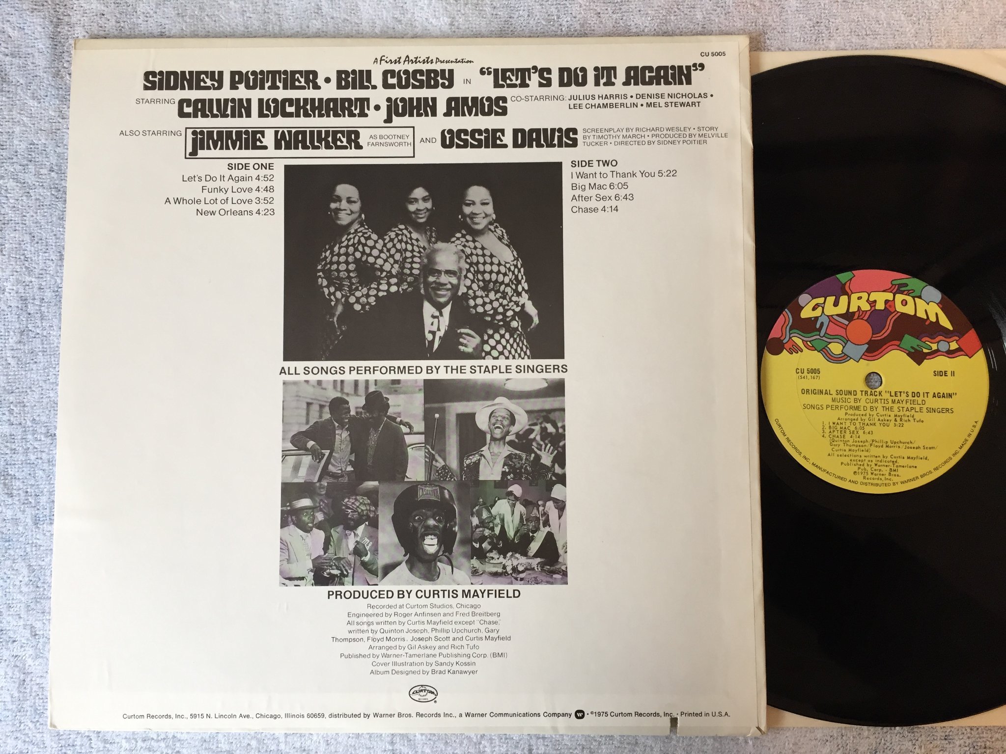 Omslagsbild för skivan THE STAPLE SINGERS soundtrack LP -75 US CURTOM music by Curtis Mayfield 