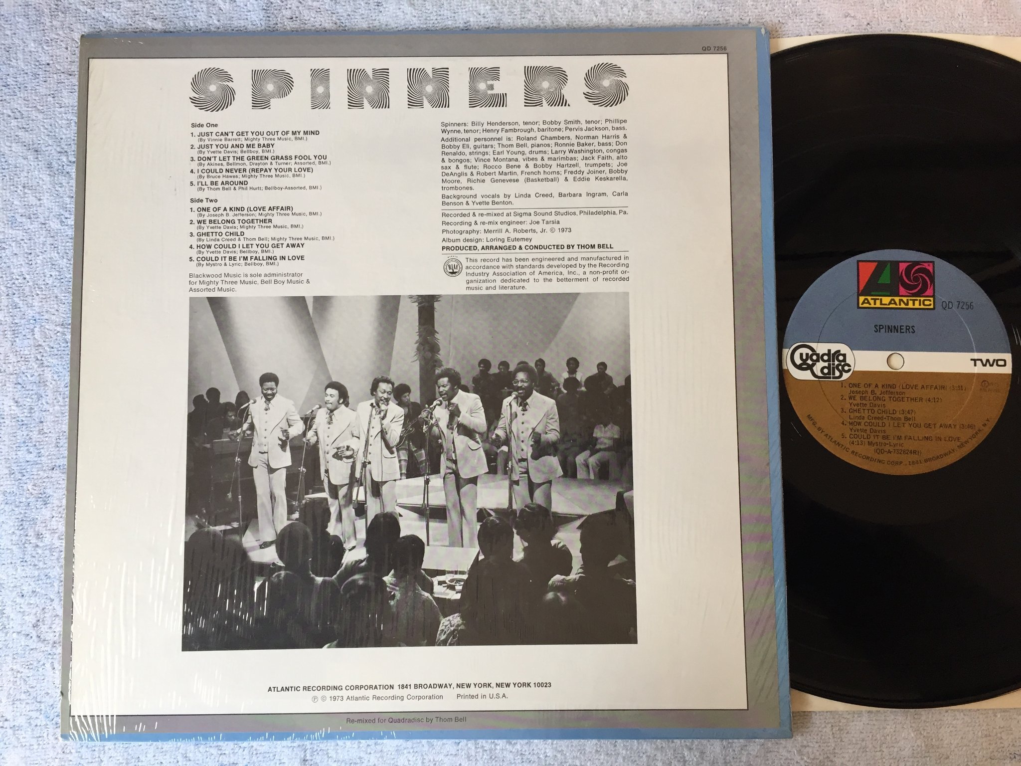 Omslagsbild för skivan SPINNERS s/t LP -73 US ATLANTIC QD 7256 quadradisc