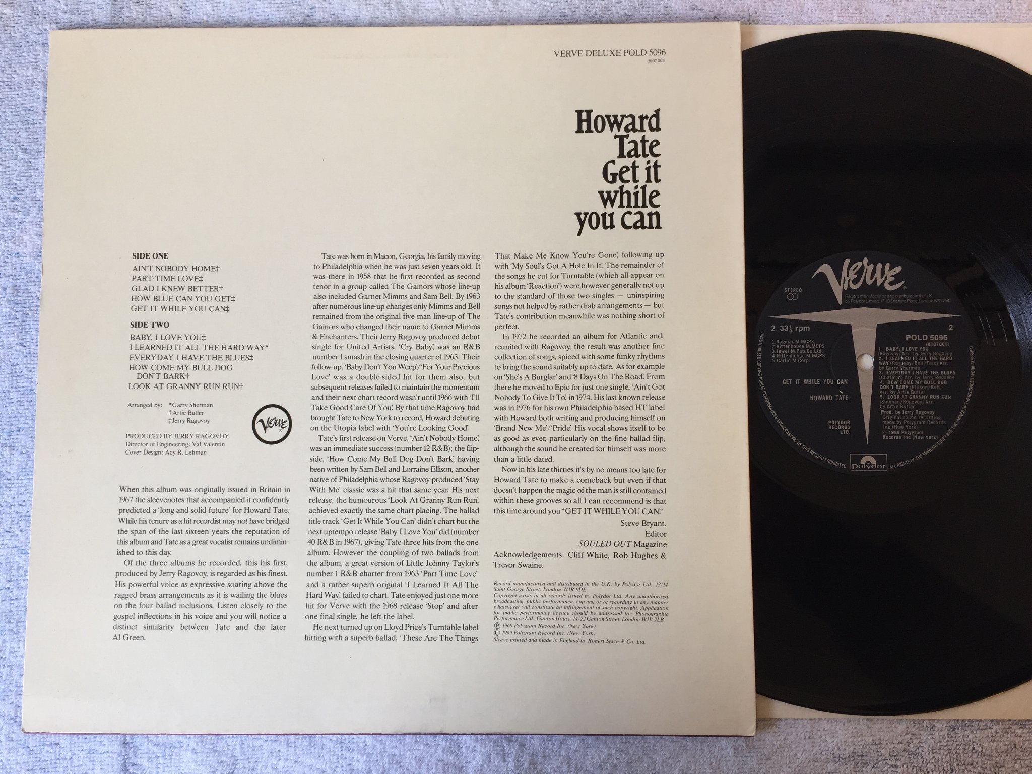 Omslagsbild för skivan HOWARD TATE get it while you can LP re UK VERVE POLD 5096