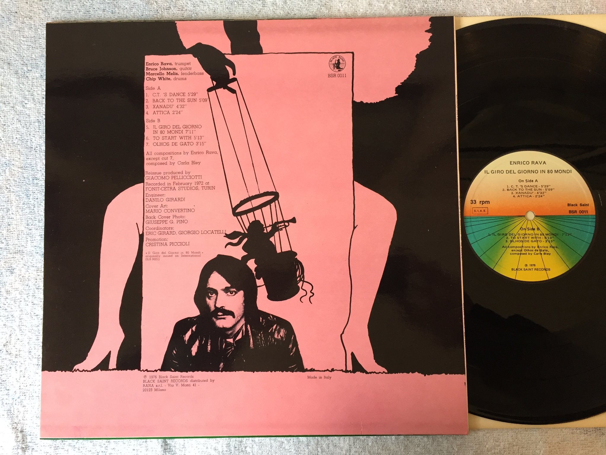 Omslagsbild för skivan ENRICA RAVA il giro del giorno in 80 mondi LP -76 Ita BLACK SAINT BSR 0011