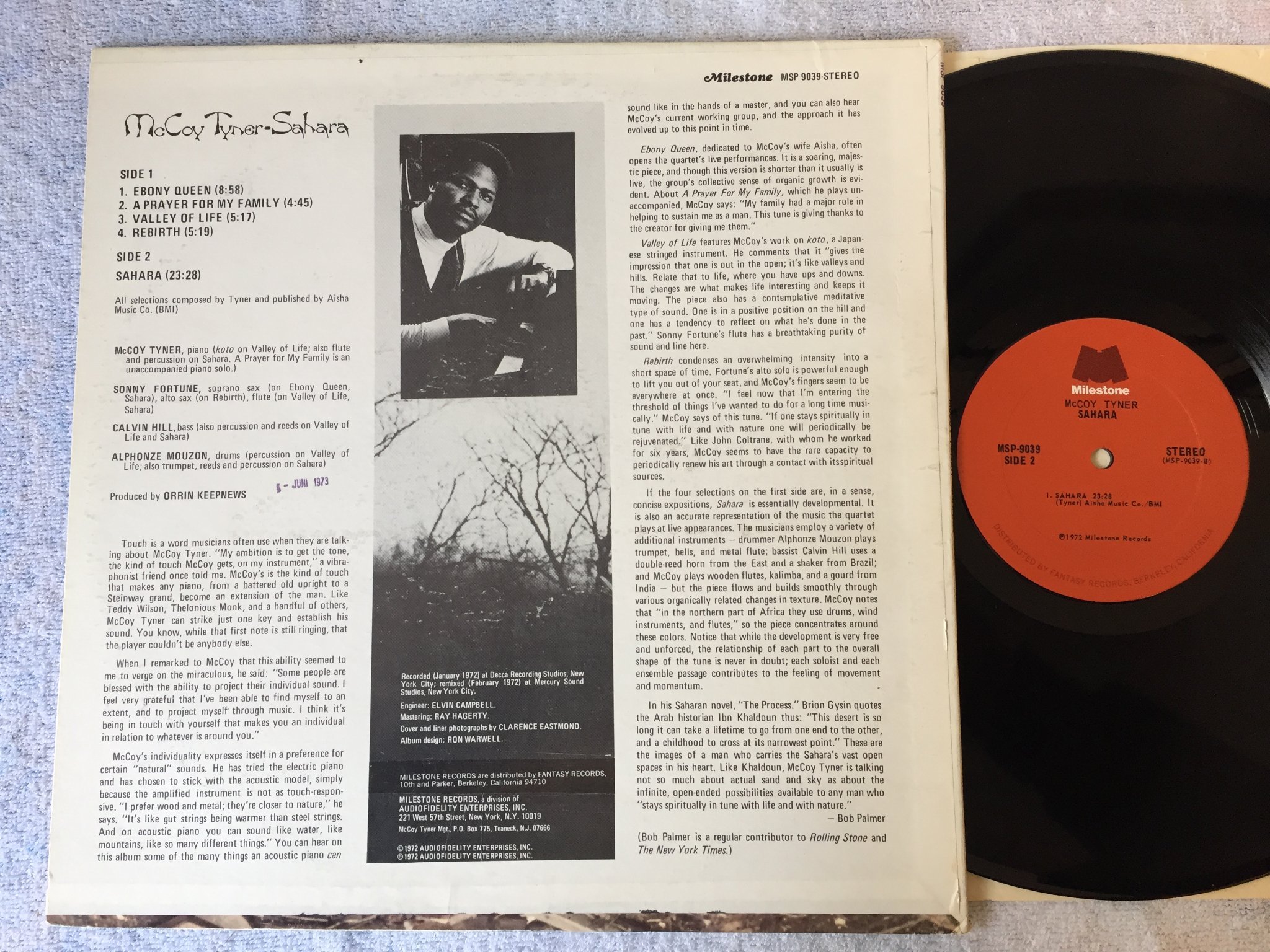 Omslagsbild för skivan McCOY TYNER sahara LP -72 US MILESTONE MSP 9039