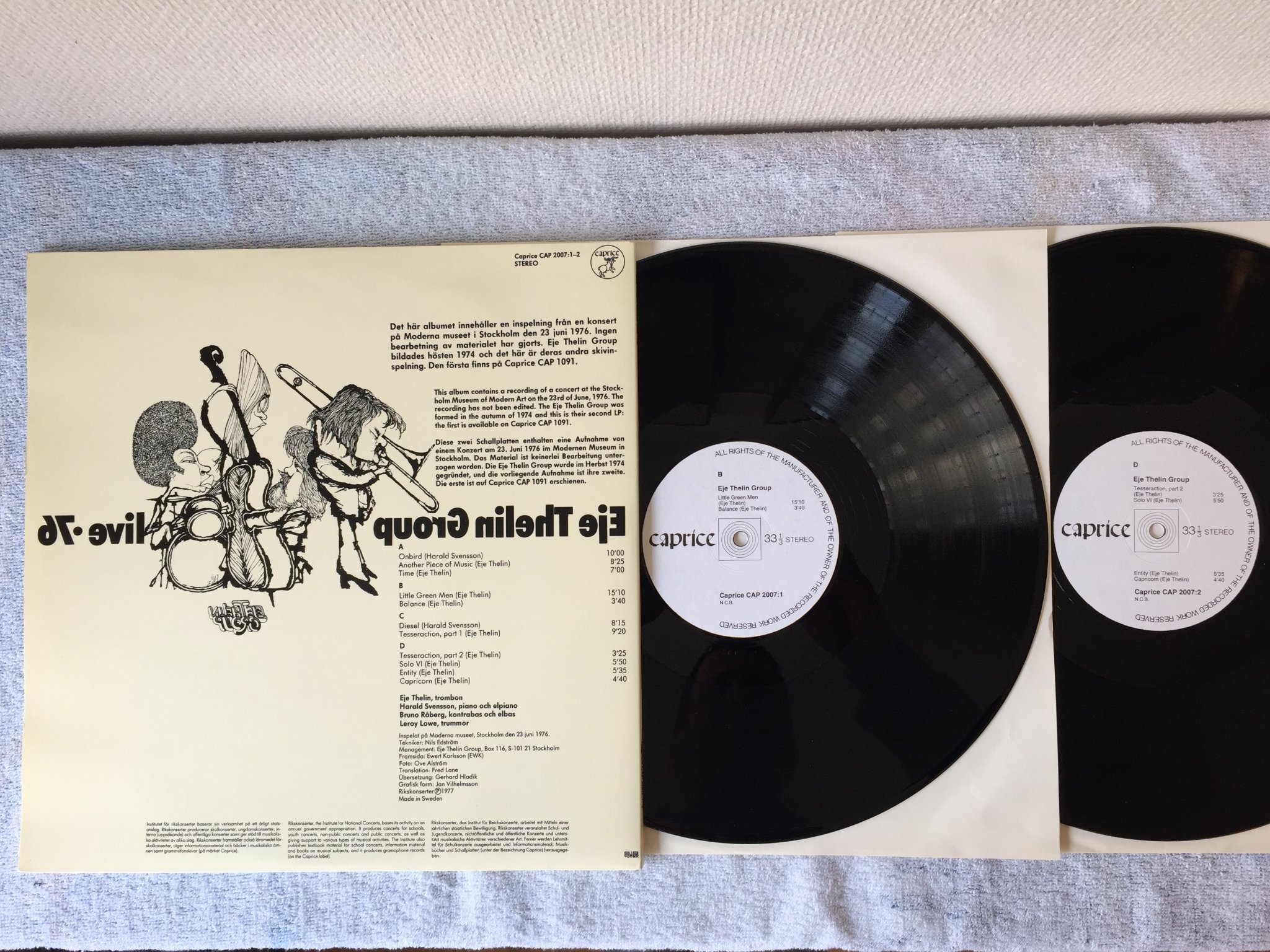 Omslagsbild för skivan EJE THELIN GROUP live -76 2xLP Swe CAPRICE CAP 2007:1