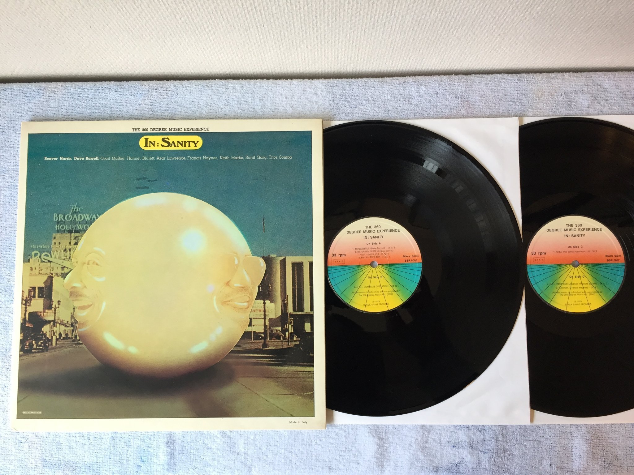 Omslagsbild för skivan THE 360 DEGREE MUSIC EXPERIENCE in:sanity 2xLP -76 Ita BLACK SAINT BSR 0007