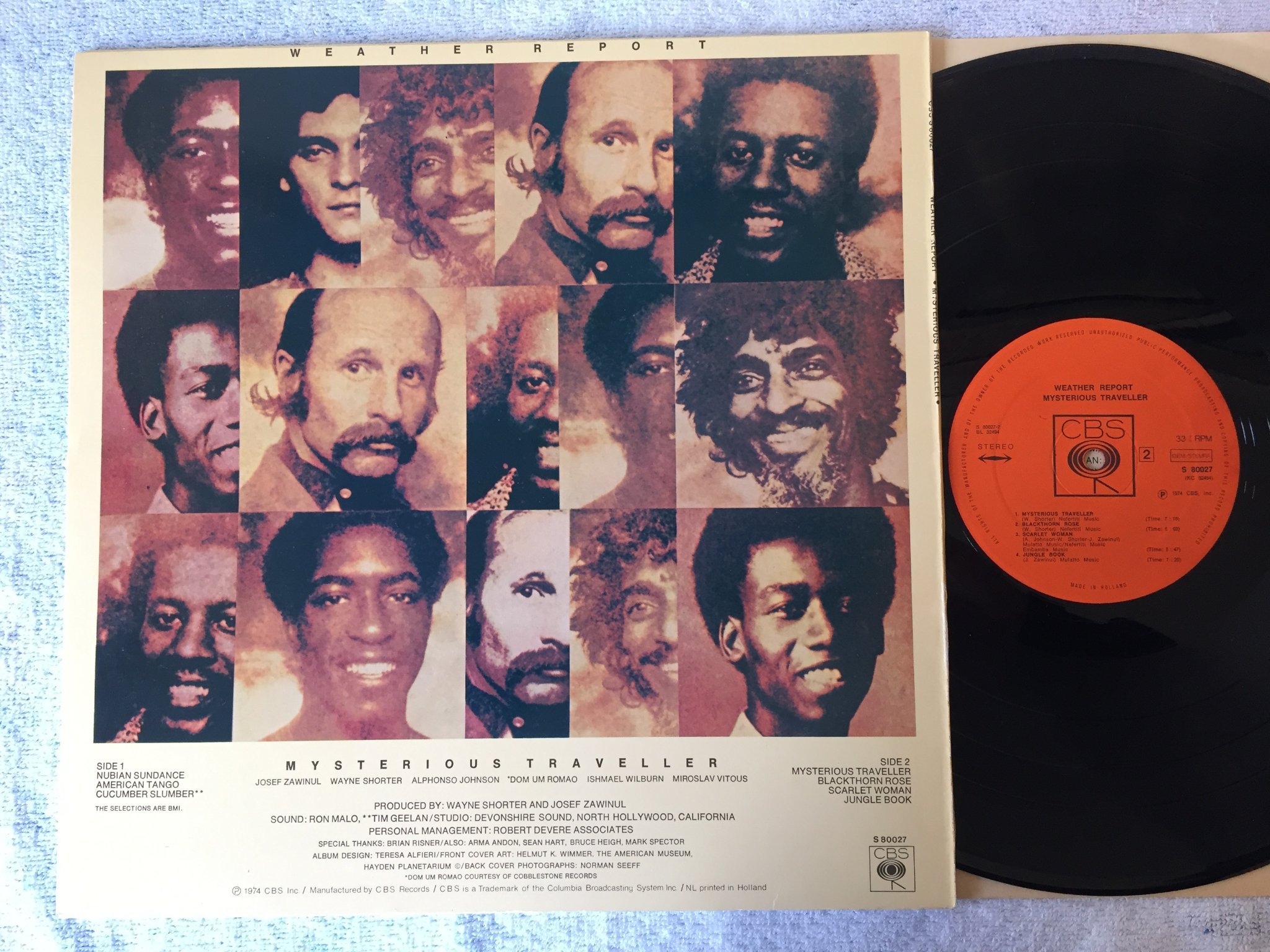 Omslagsbild för skivan WEATHER REPORT mysterious traveller LP -74 Hol CBS 80027