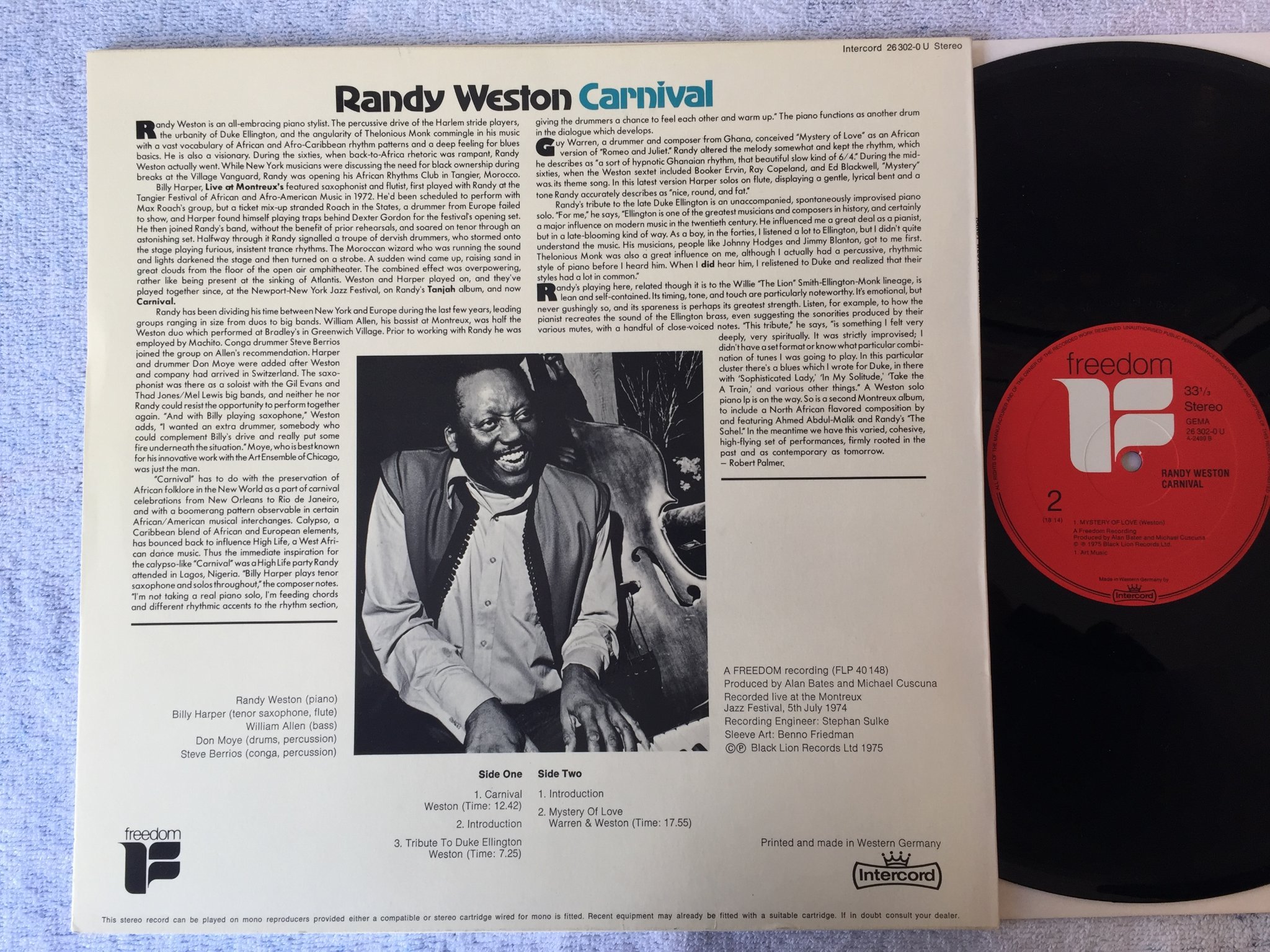 Omslagsbild för skivan RANDY WESTON carnival LP -75 Ger FREEDOM 26302-0 U