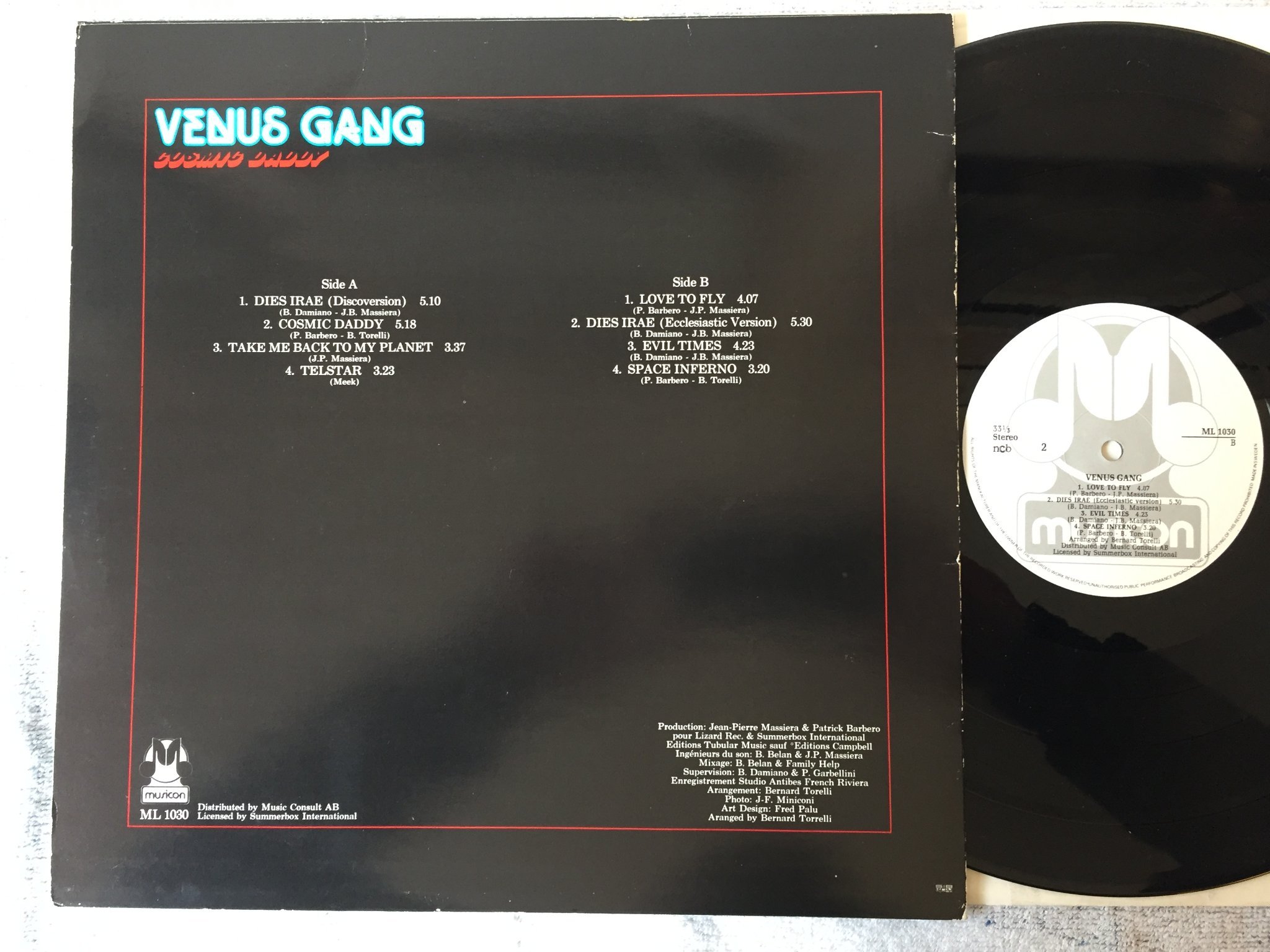 Omslagsbild för skivan VENUS GANG cosmic daddy LP -78 Swe MUSICON ML 1030 disco