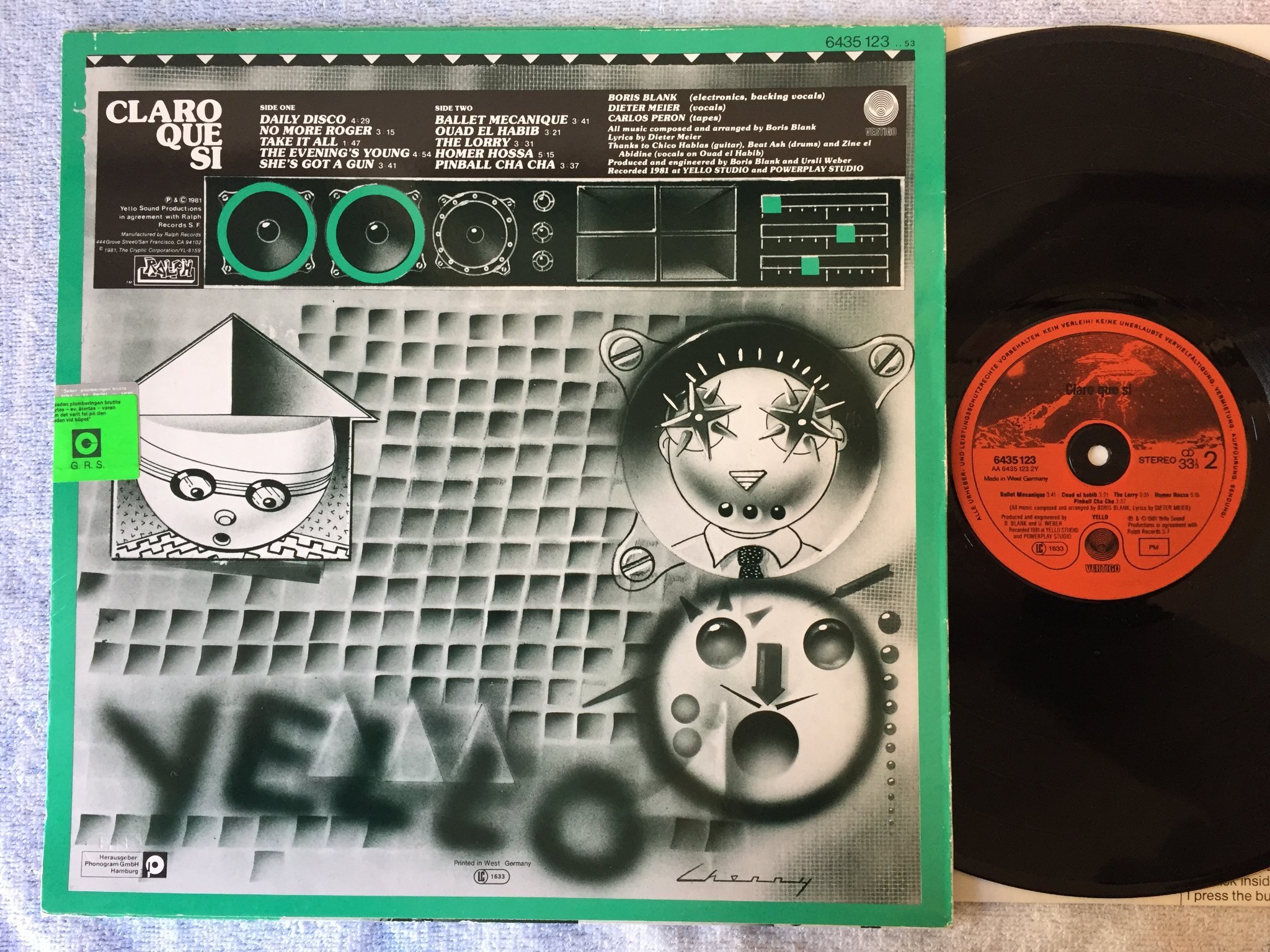 Omslagsbild för skivan YELLO claro que si LP -81 Ger VERTIGO 6435123