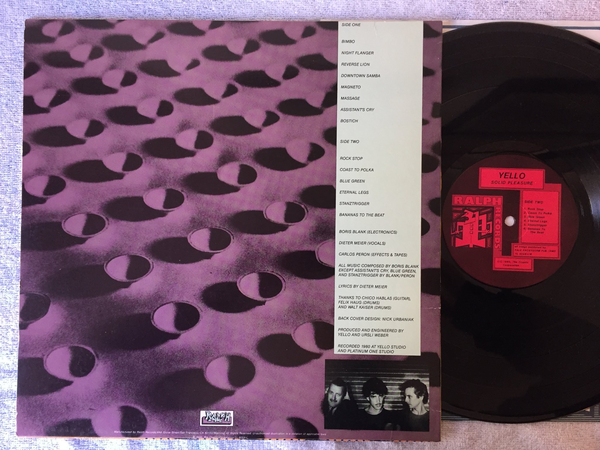 Omslagsbild för skivan YELLO solid pleasure LP -80 US RALPH RECORDS YL 8059-L