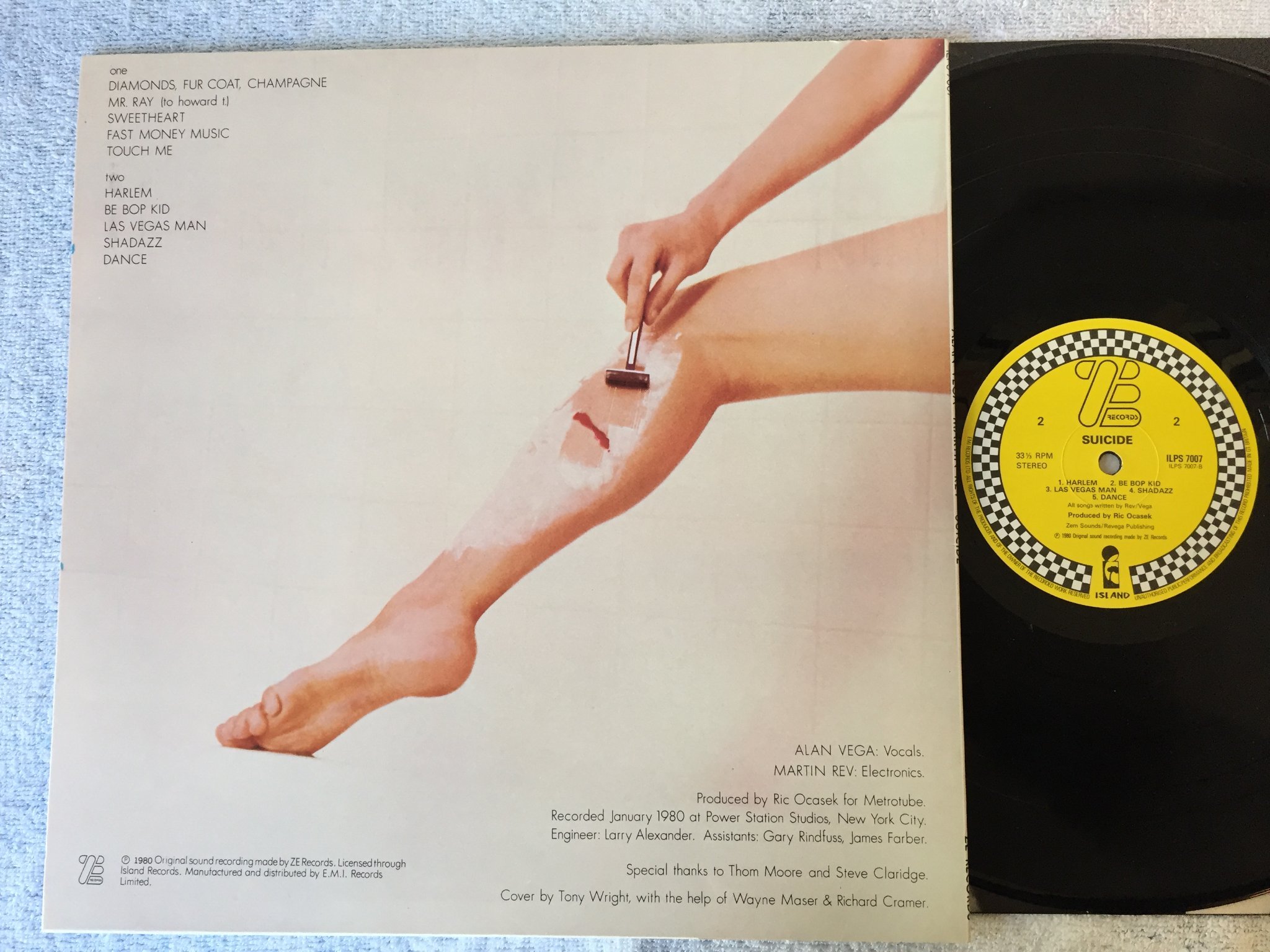 Omslagsbild för skivan SUICIDE Alan Vega / Martin Rev LP -80 UK ZE RECORDS ILPS 7007 darkwave?