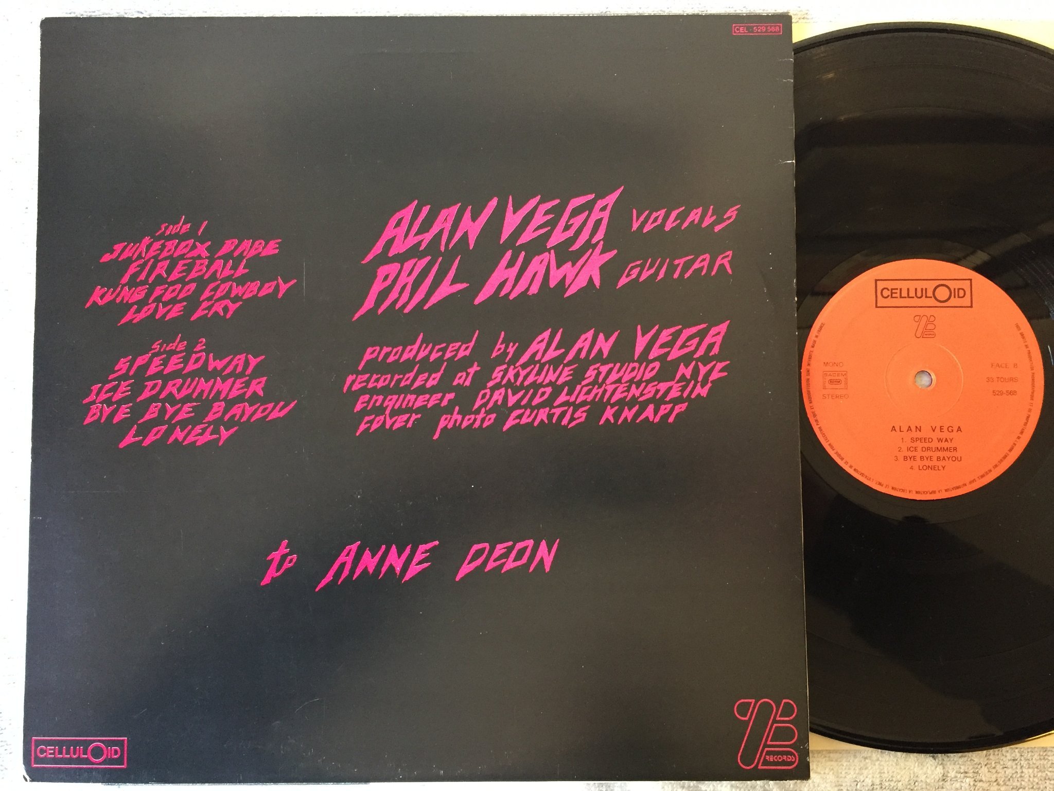 Omslagsbild för skivan ALAN VEGA s/t LP -81 Fra CELLULOID 529-568 
