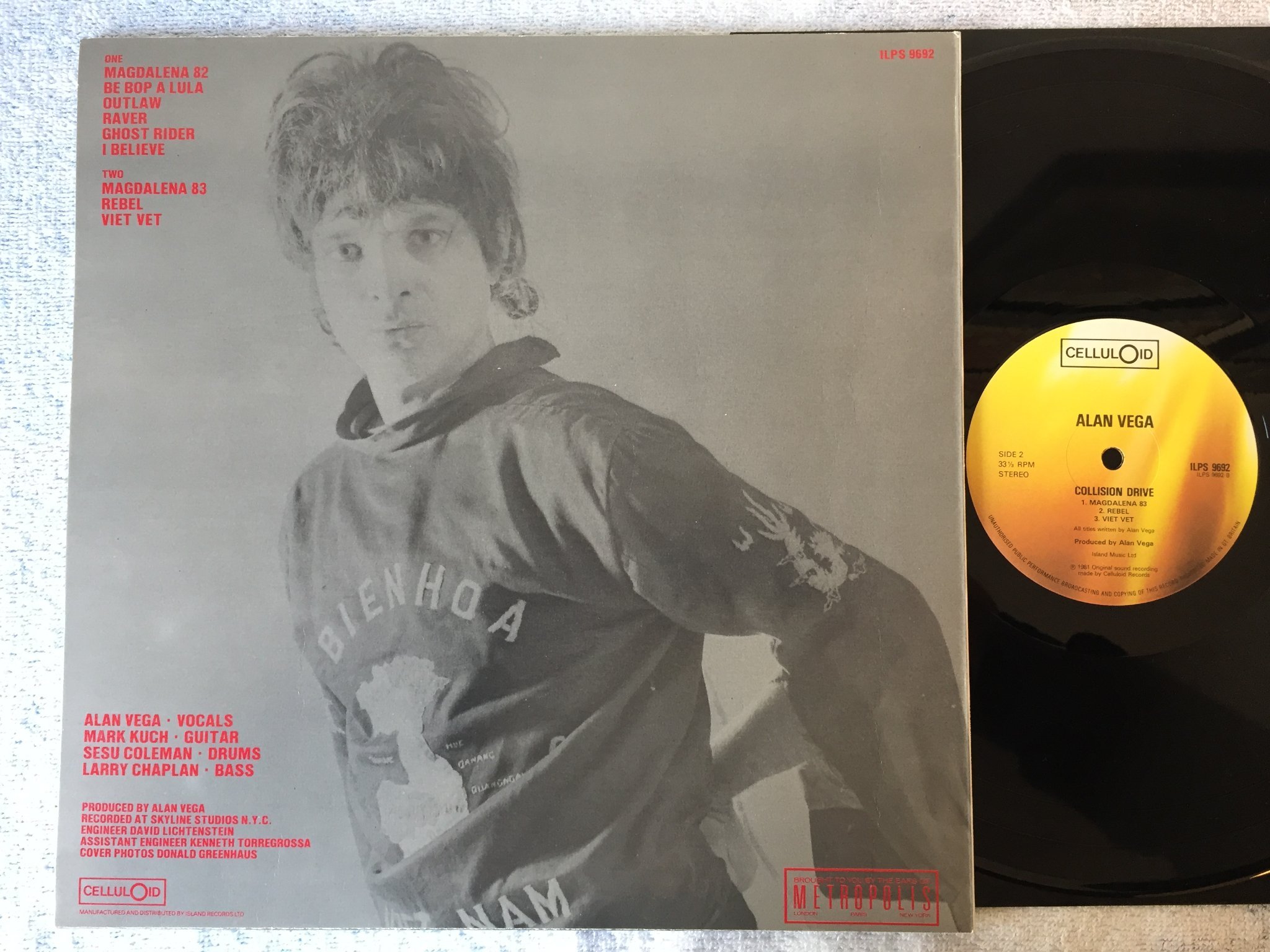 Omslagsbild för skivan ALAN VEGA Collision Drive LP -81 UK CELLULOID ILPS 9692