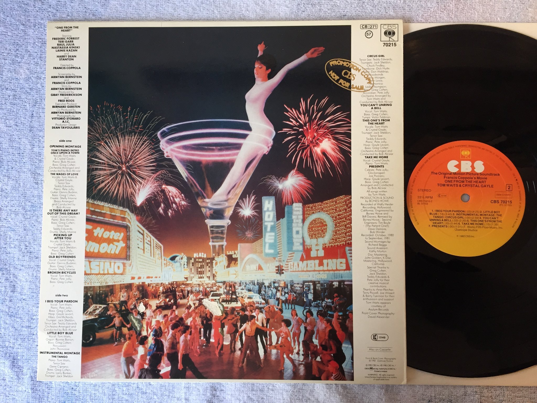 Omslagsbild för skivan TOM WAITS & CRYSTAL GAYLE one from the heart LP -82 Hol CBS 70215