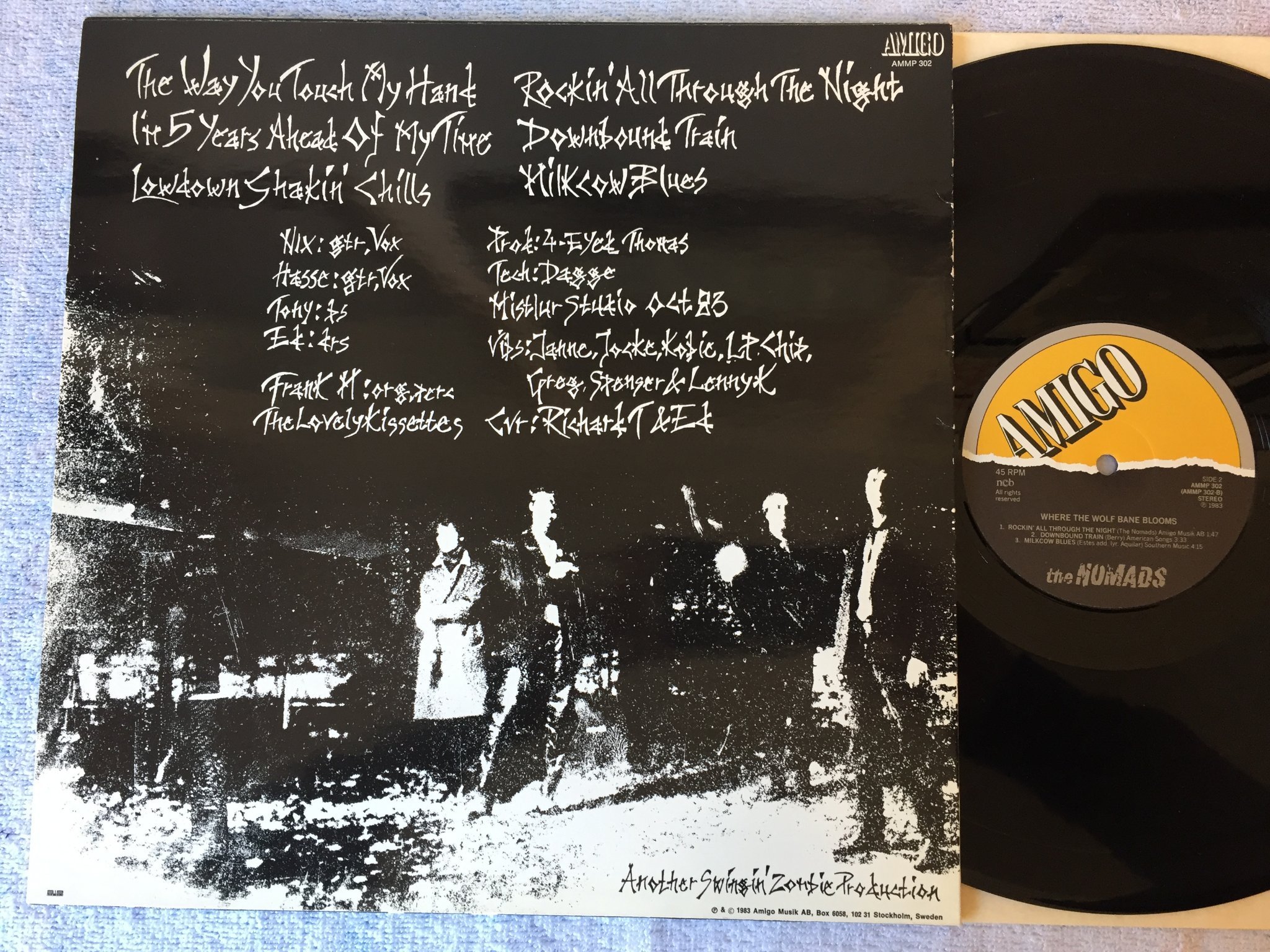 Omslagsbild för skivan THE NOMADS where the wolf bane blooms LP -83 Swe AMIGO AMMP-302?