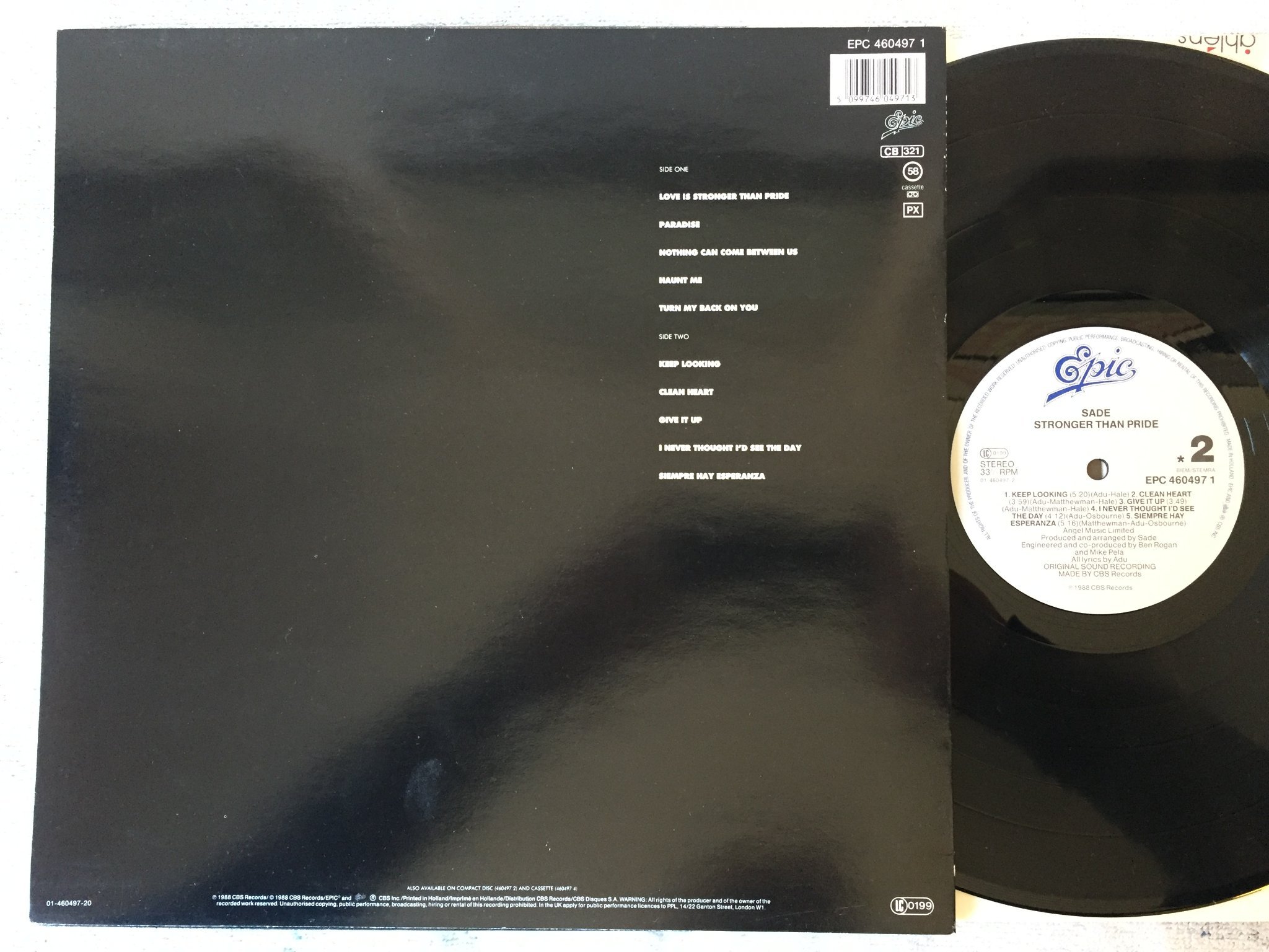 Omslagsbild för skivan SADE stronger than pride LP -88 Hol EPIC EPC 4604971